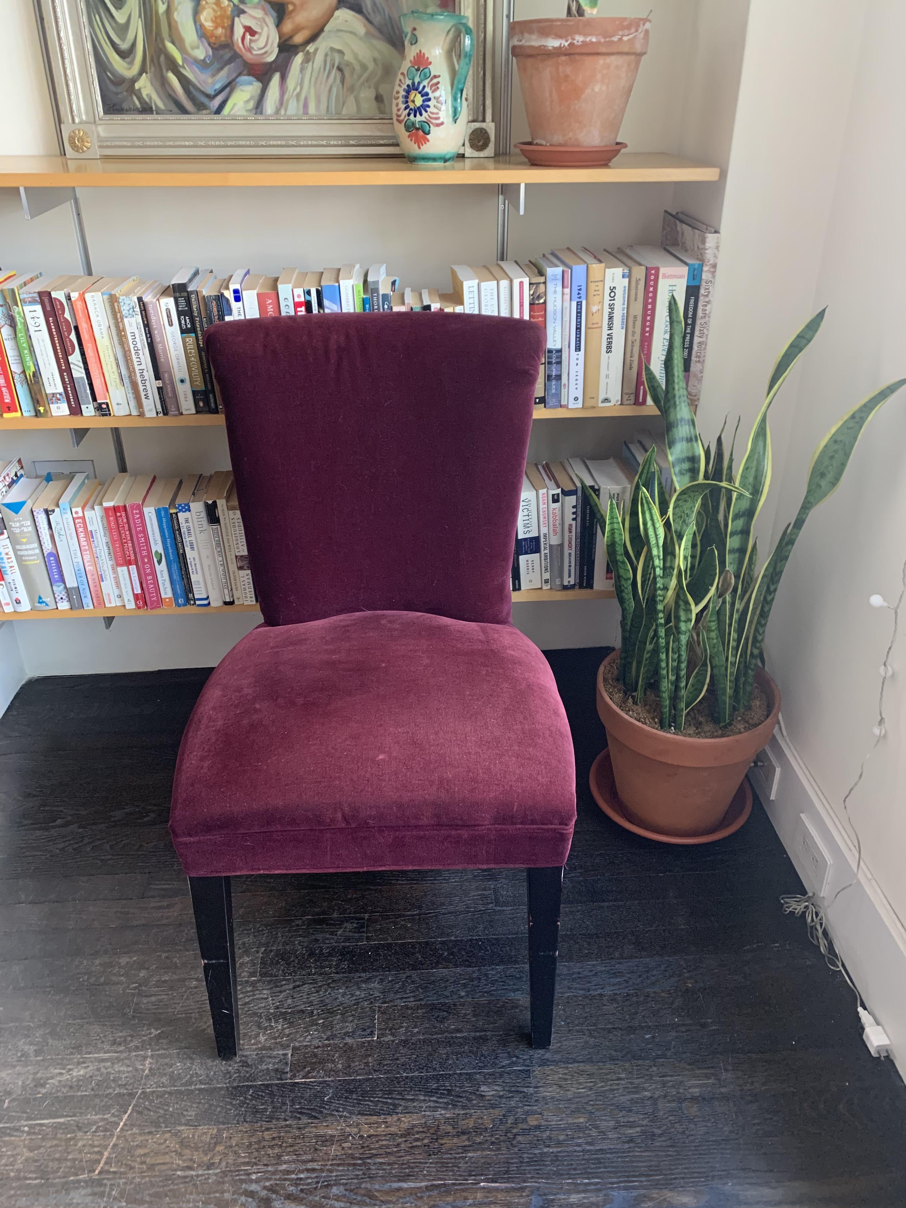 Crate & Barrel Purple Velvet Dining Chairs
