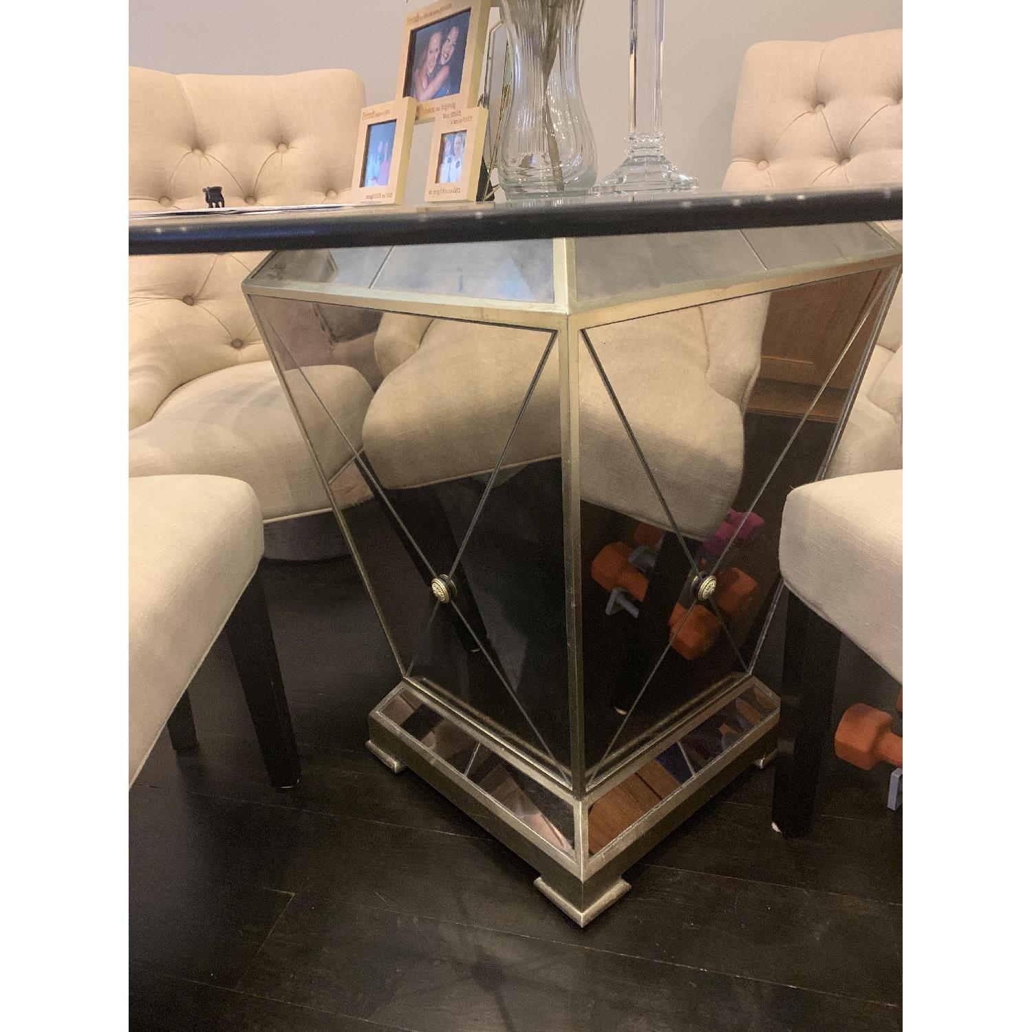 Z Gallerie Glass Dining Table w/ 4 Tufted Chairs - image-2