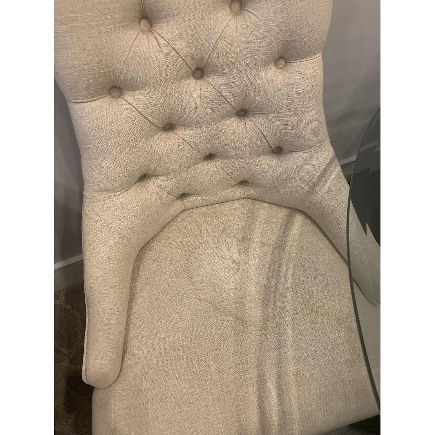 Z Gallerie Glass Dining Table w/ 4 Tufted Chairs - image-4