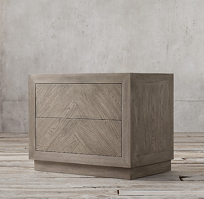 Restoration Hardware Grey Herringbone Nightstands