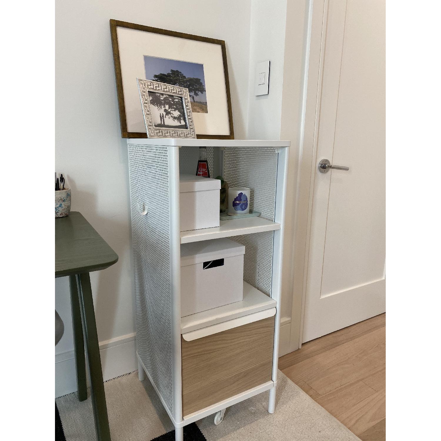 Ikea White Metal & Oak Storage Shelf - image-2