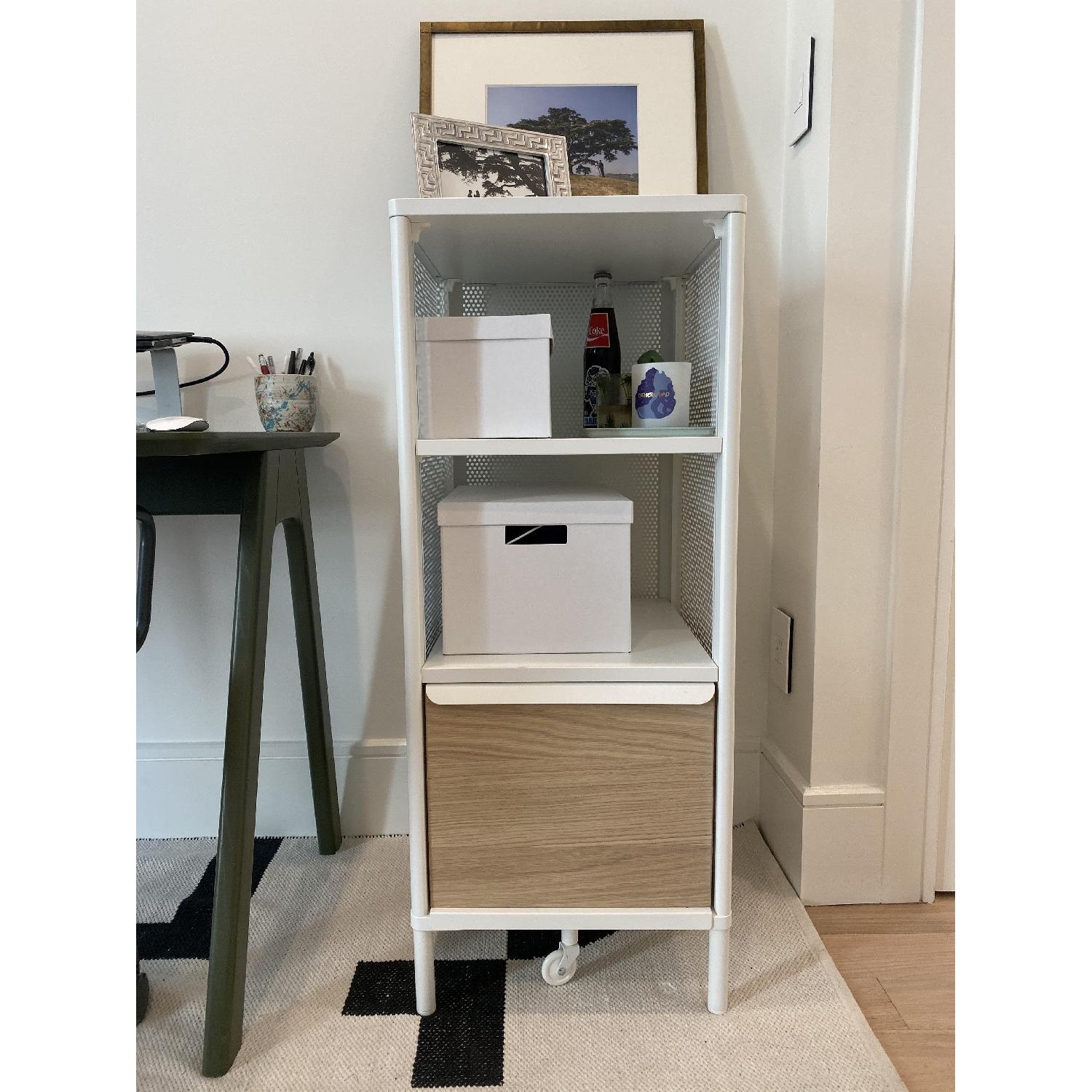 Ikea White Metal & Oak Storage Shelf - image-3