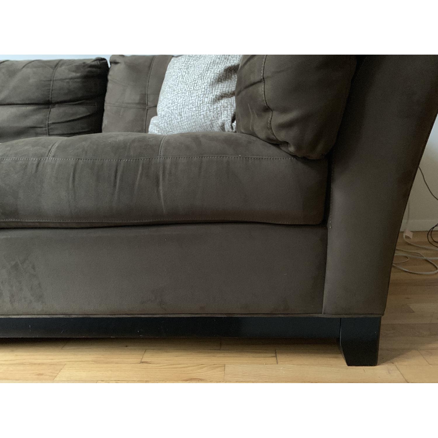 Raymour & Flanigan Brown Suede Sectional Sofa - image-3