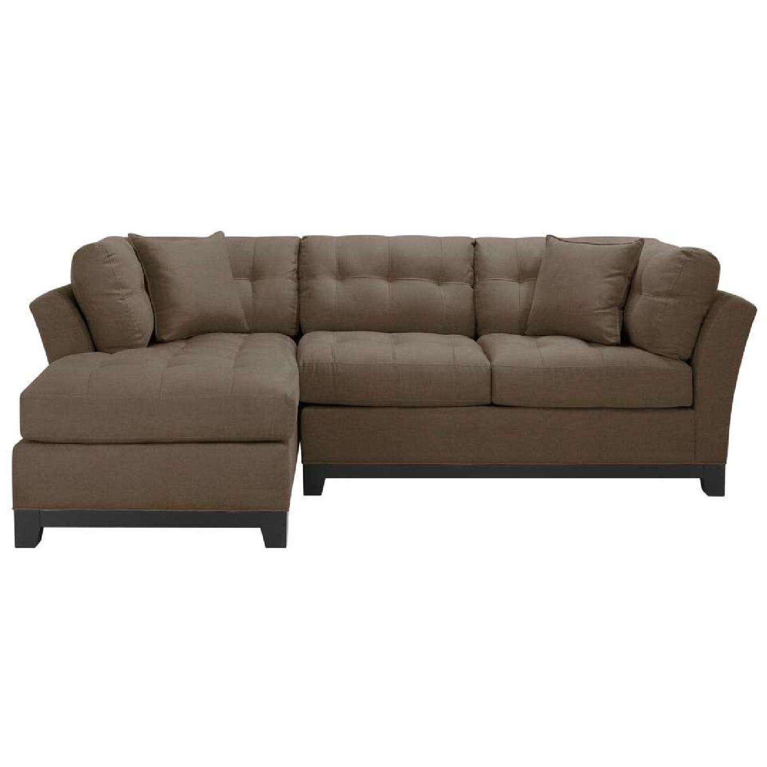 Raymour & Flanigan Brown Suede Sectional Sofa AptDeco