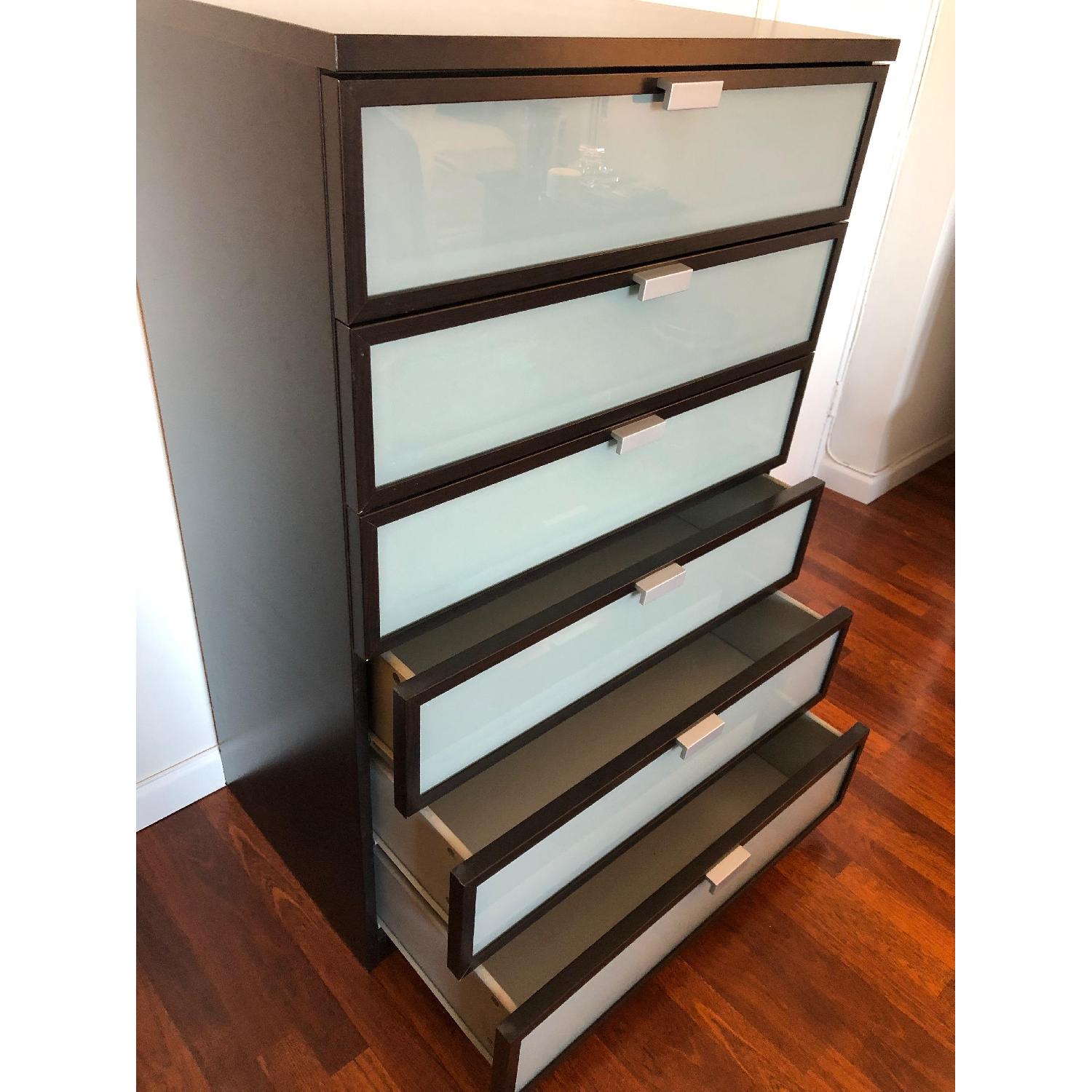 Ikea 6 Drawer Chest w/ Frosted Glass Drawers AptDeco