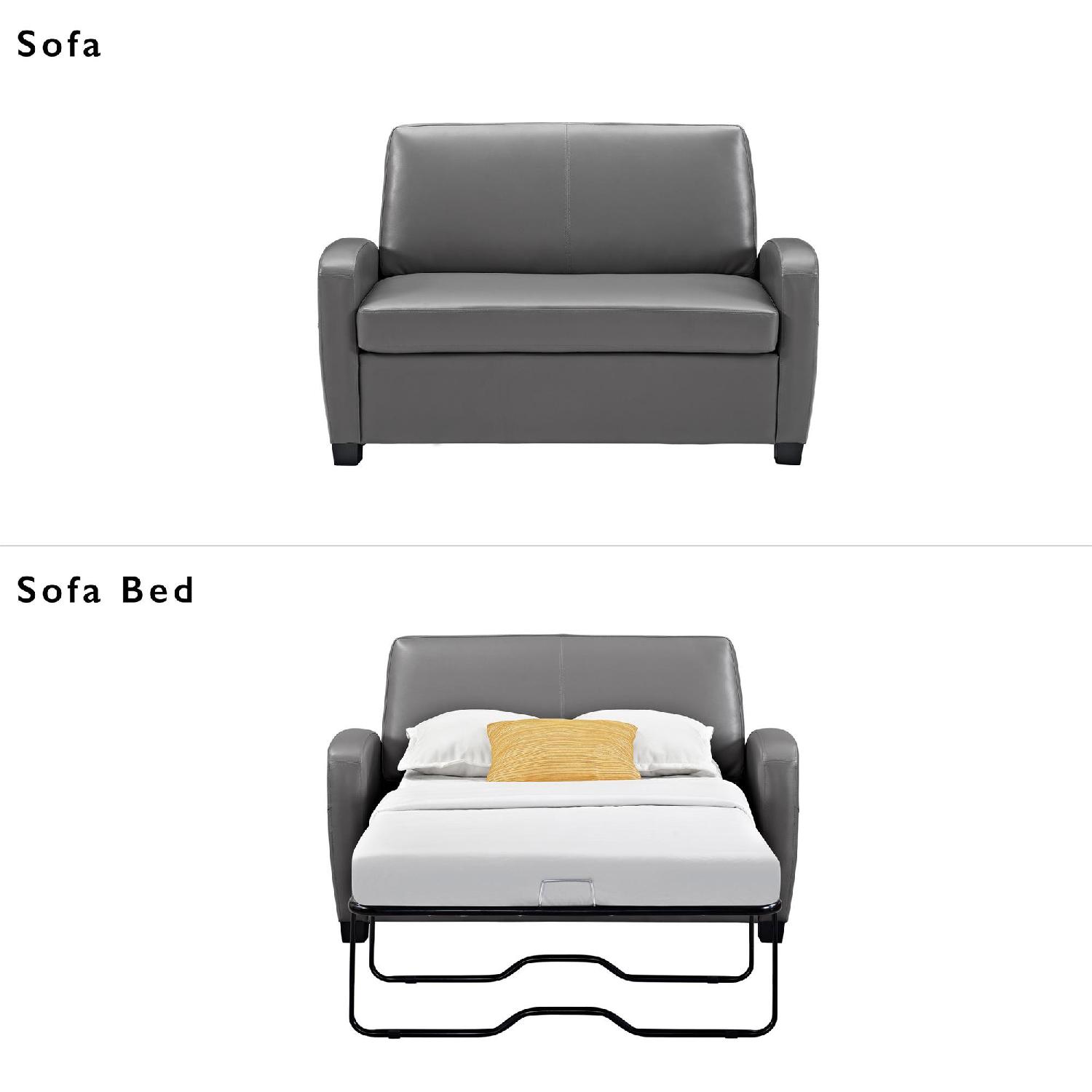 Mainstays Gray Faux Leather Sleeper Loveseat AptDeco