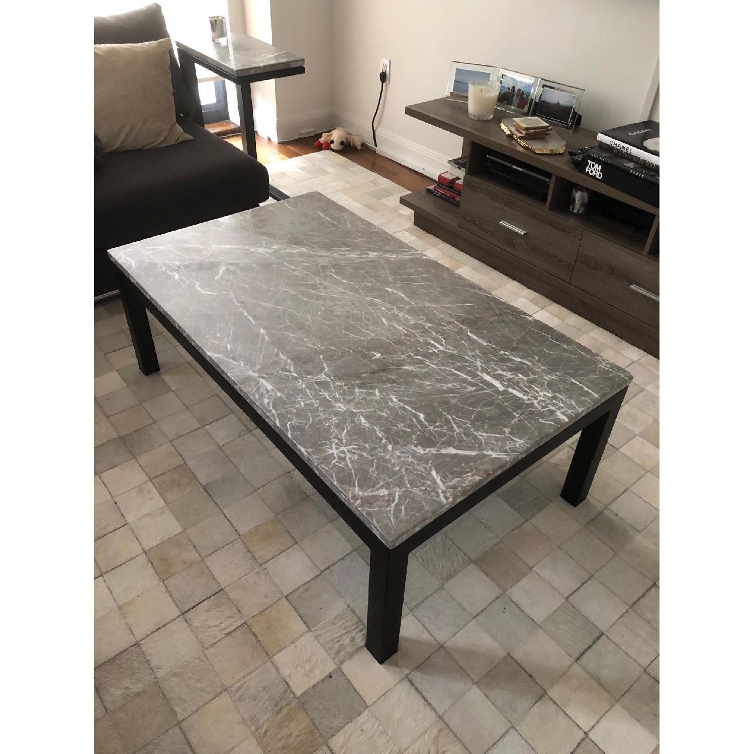 Crate & Barrel Grey Marble Coffee Table AptDeco