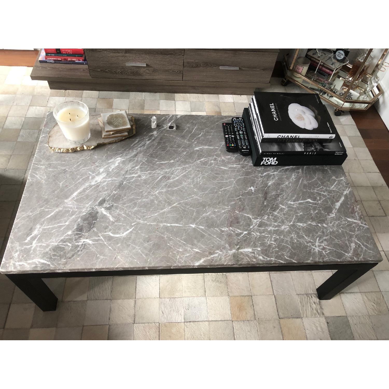 Crate & Barrel Grey Marble Coffee Table - image-2
