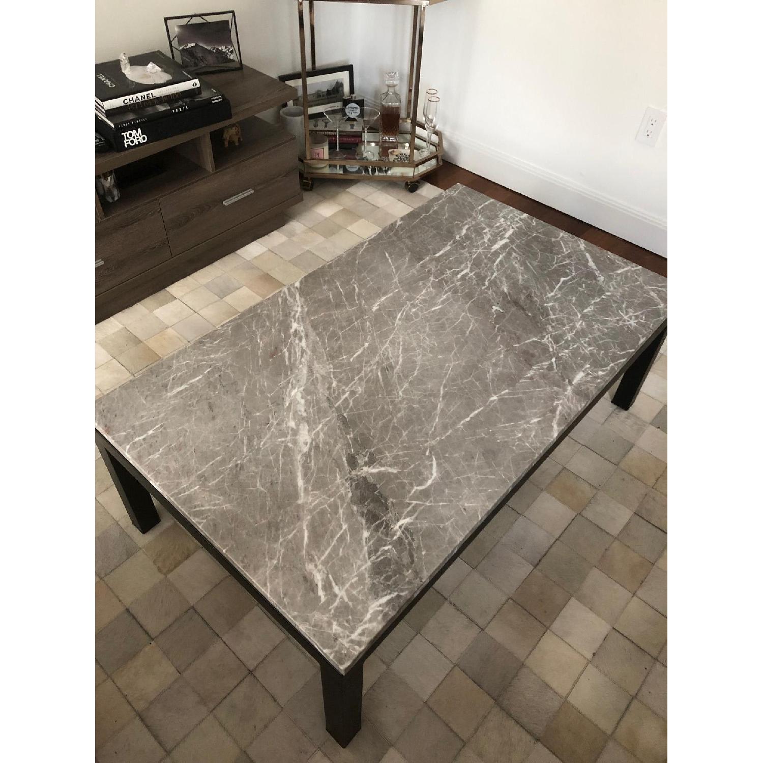 Crate & Barrel Grey Marble Coffee Table - image-3