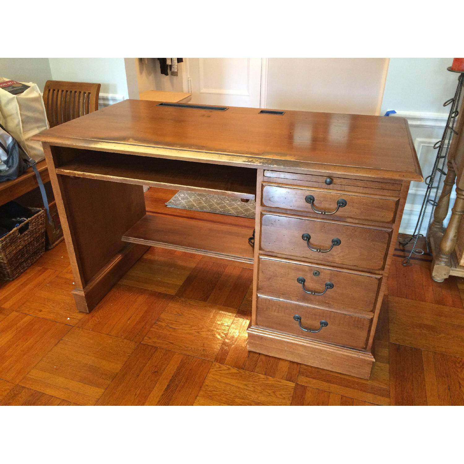 Ethan Allen Dark Wood Desk AptDeco