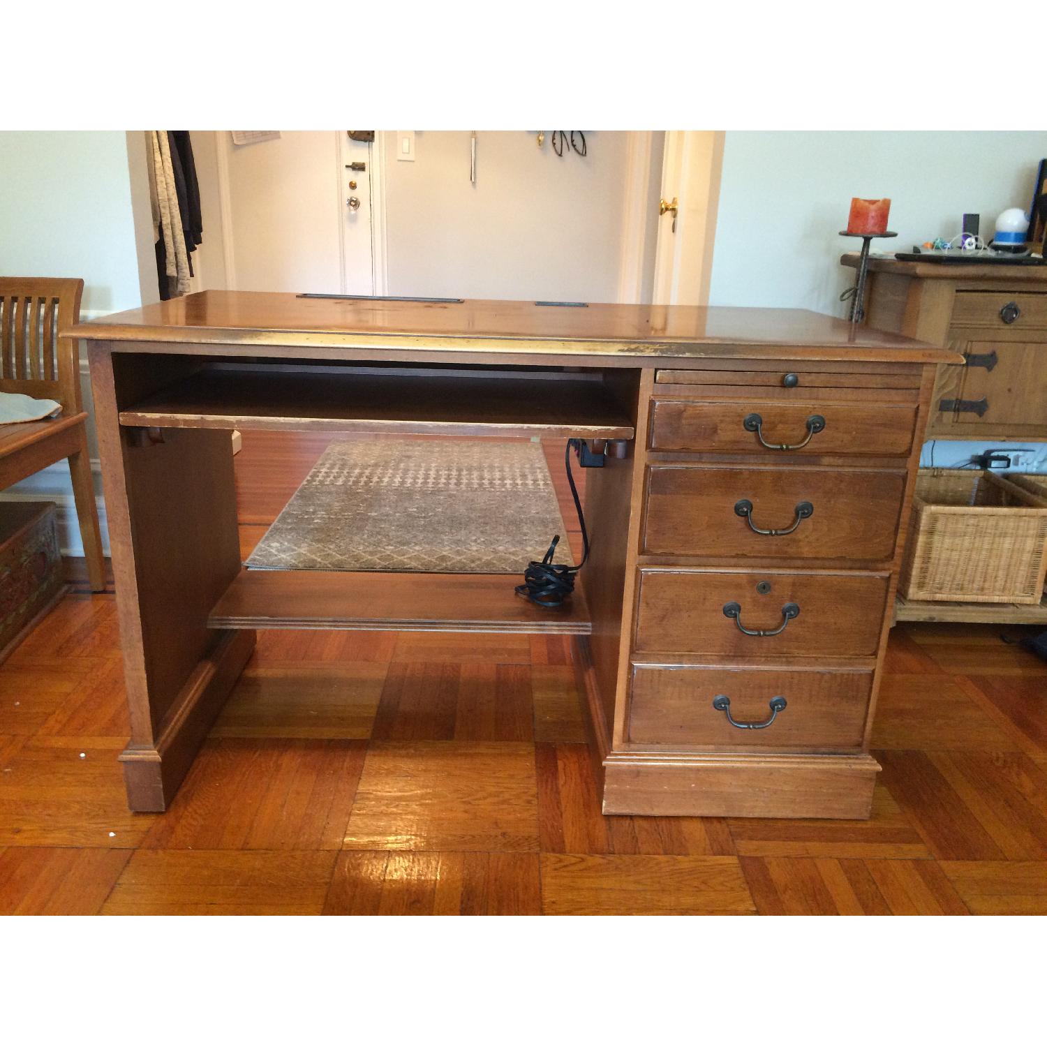 Ethan Allen Dark Wood Desk AptDeco