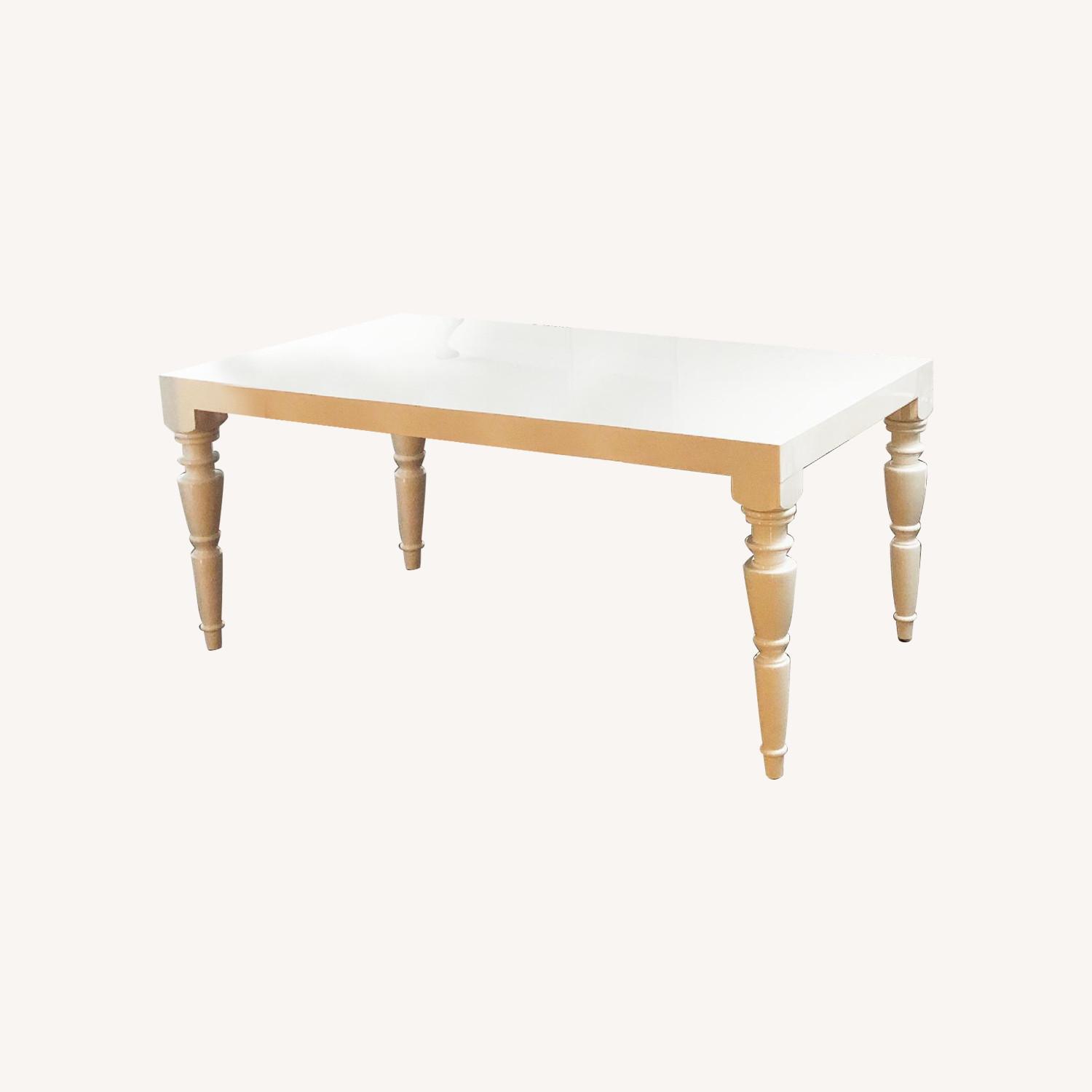 White Solid Wood Dining Table - AptDeco