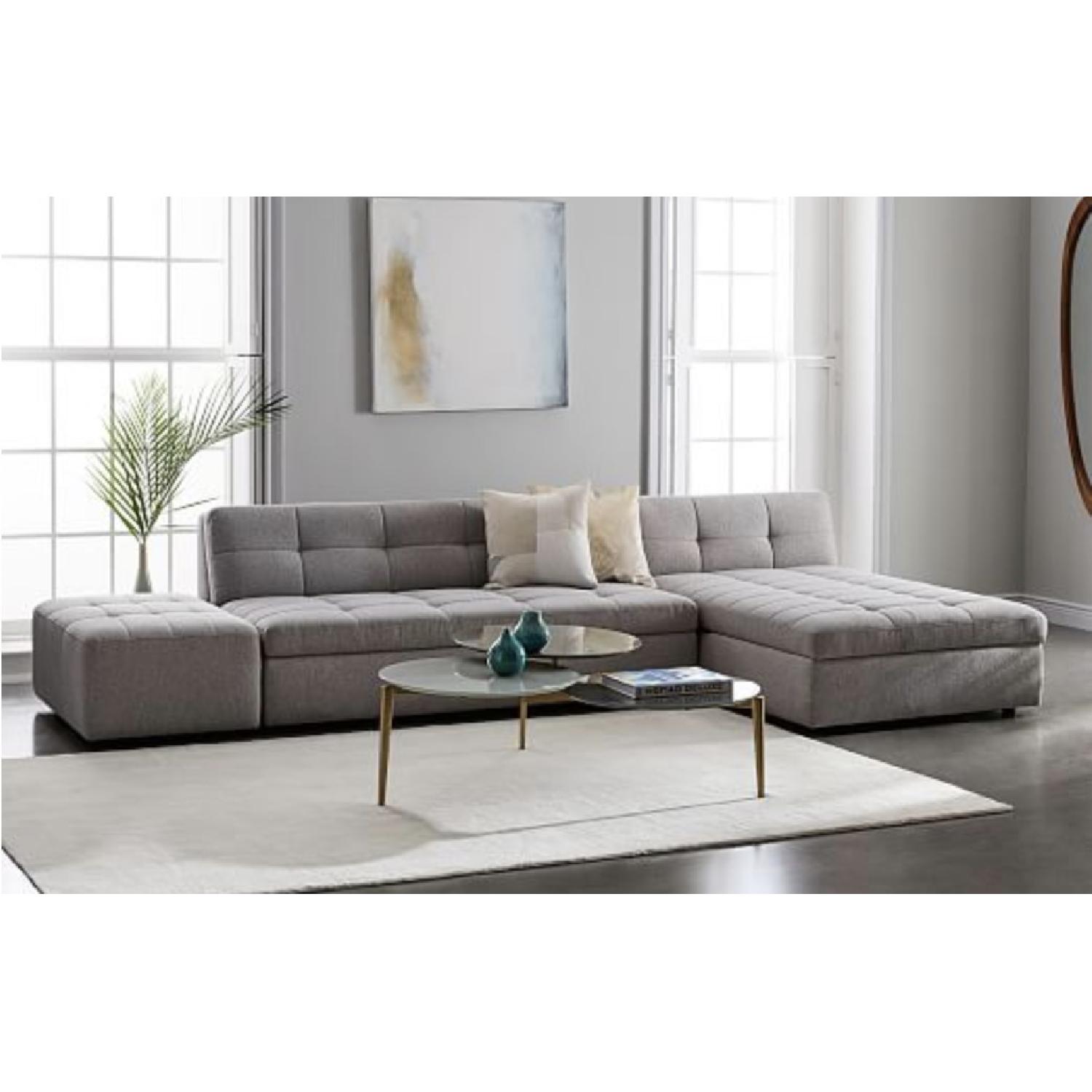 West Elm Plateau 3-Piece Grey Sectional w/ Storage - image-1