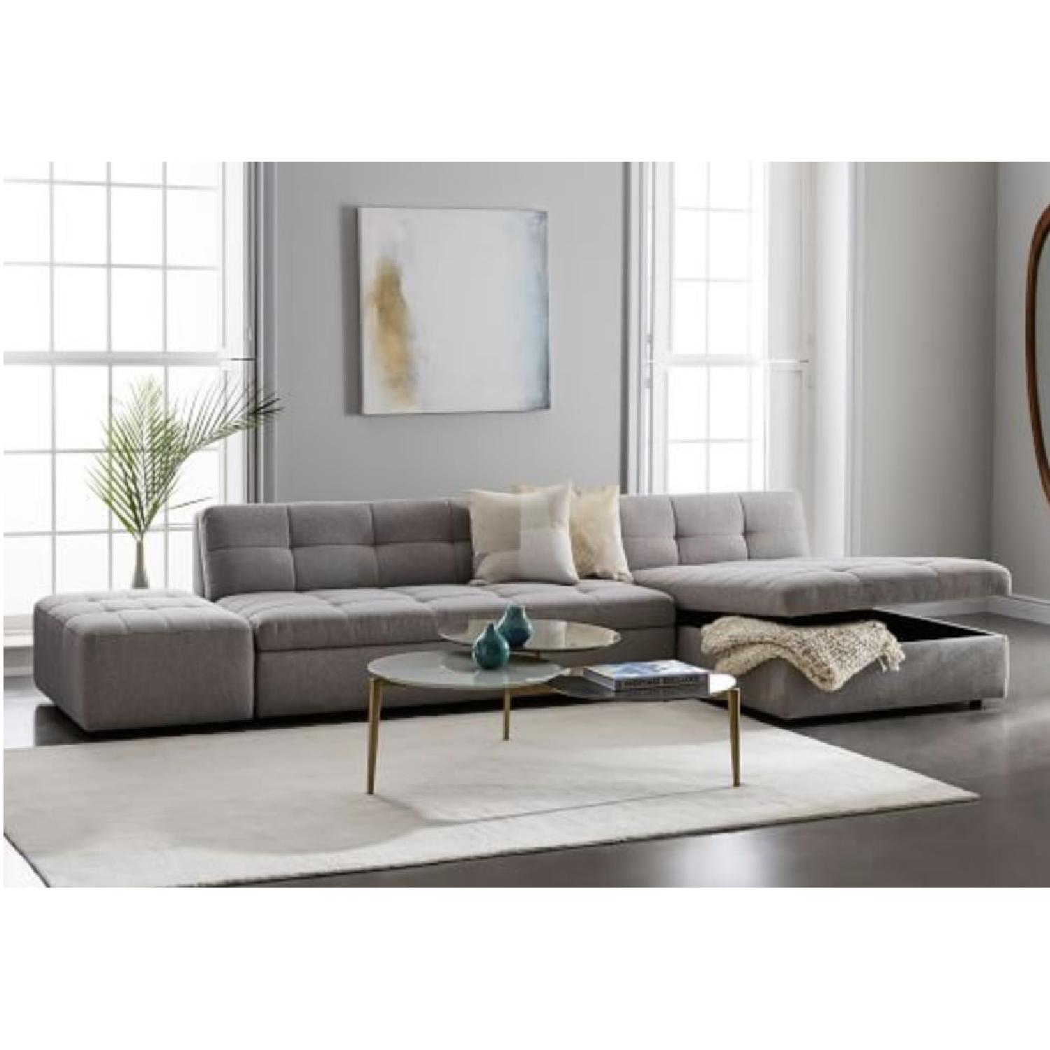 West Elm Plateau 3-Piece Grey Sectional w/ Storage - image-2
