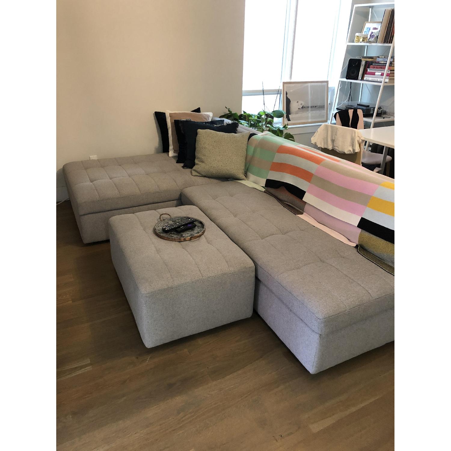West Elm Plateau 3-Piece Grey Sectional w/ Storage - image-3