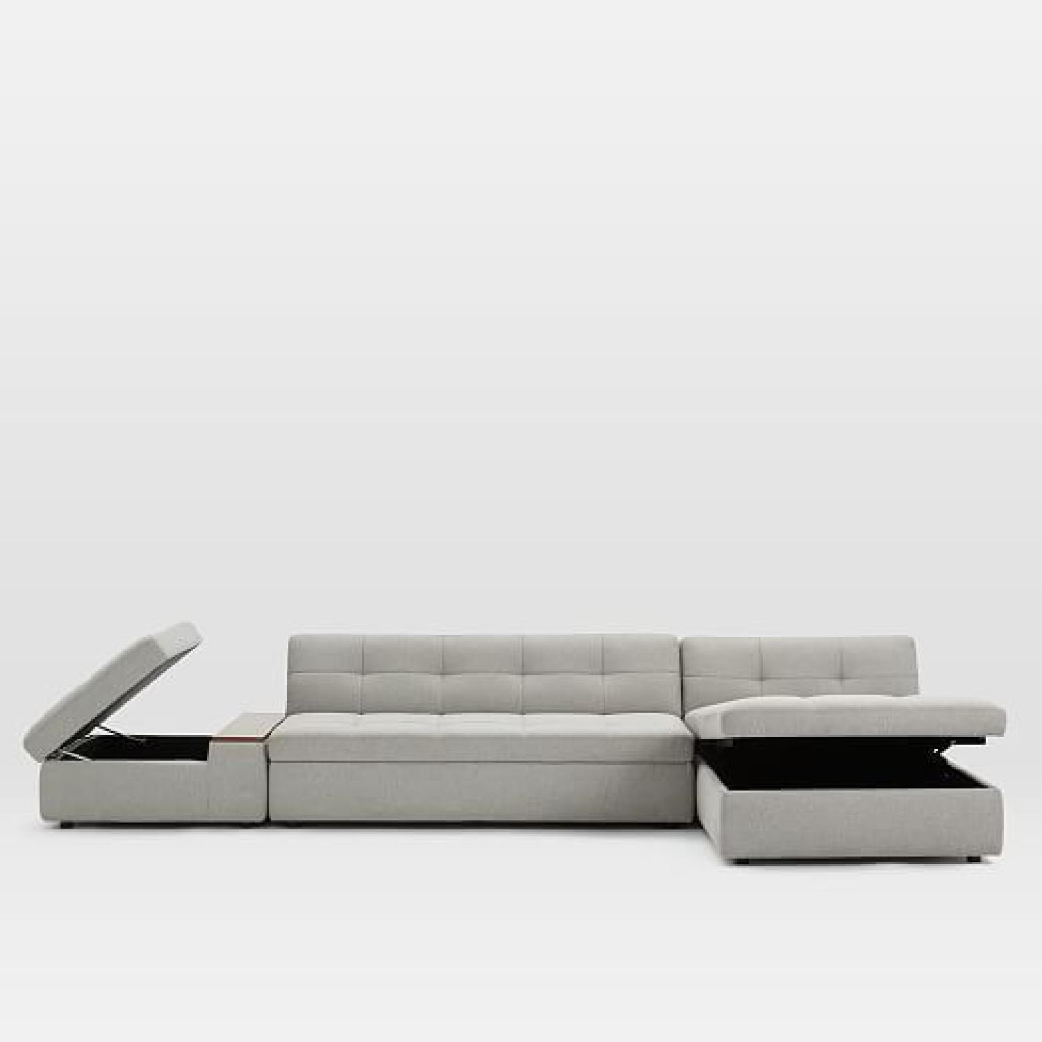 West Elm Plateau 3-Piece Grey Sectional w/ Storage - image-5