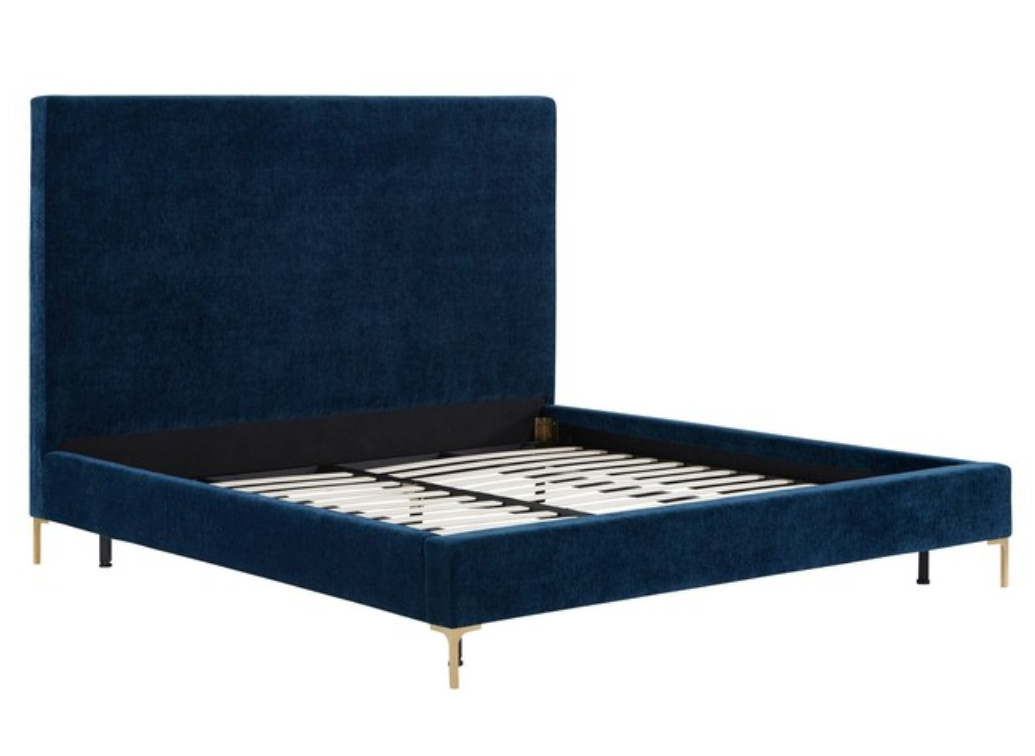 TOV Furniture Delilah Navy Textured Velvet Queen Bed