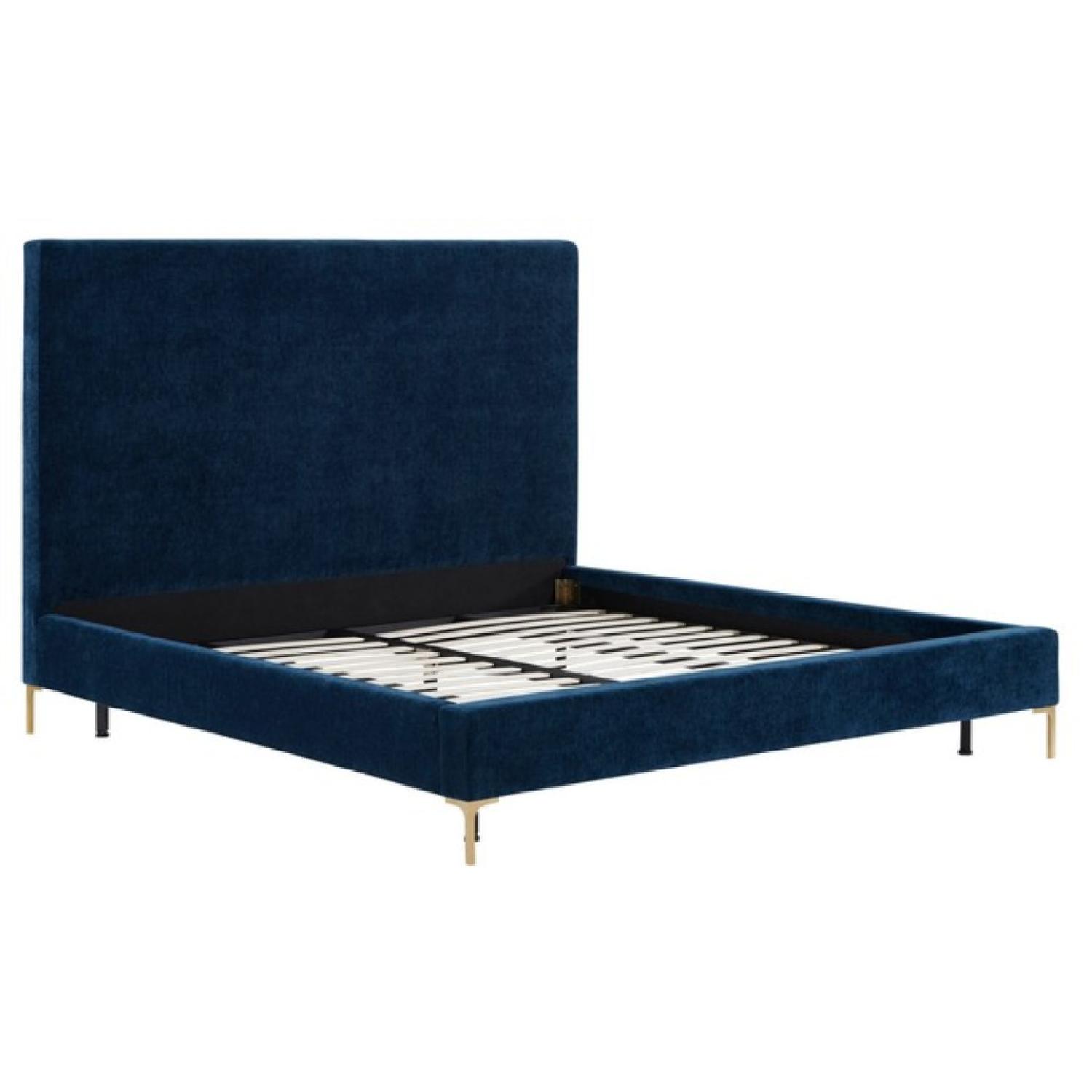 TOV Furniture Delilah Navy Textured Velvet Queen Bed - image-2