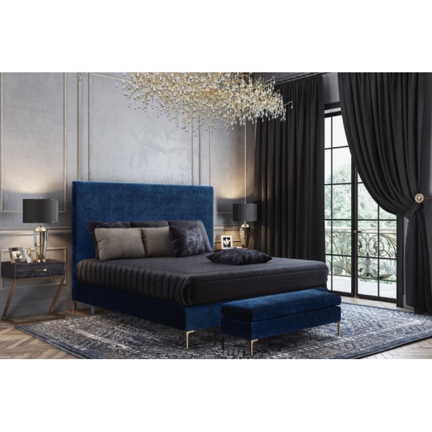TOV Furniture Delilah Navy Textured Velvet Queen Bed - image-3
