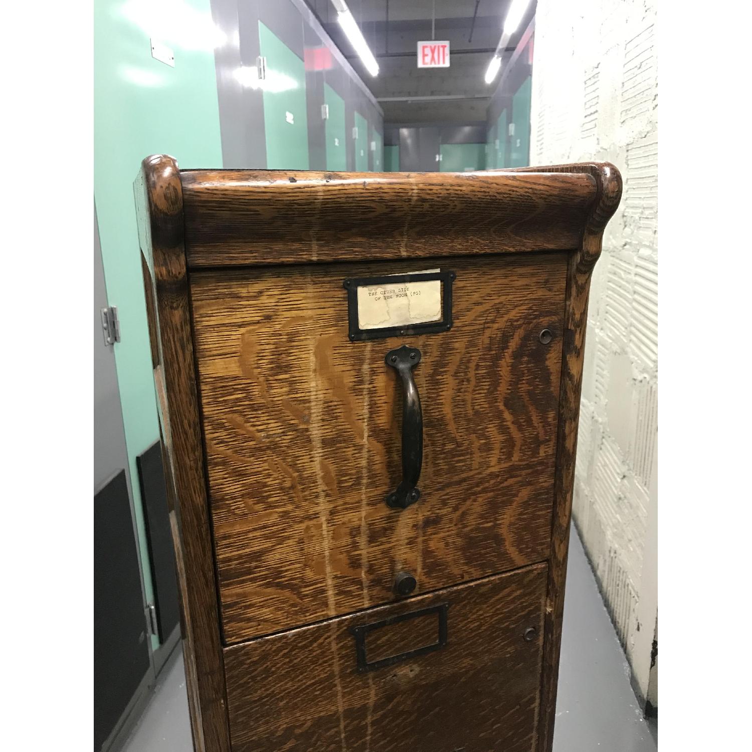 Antique Solid Wood Filing Cabinet - image-1