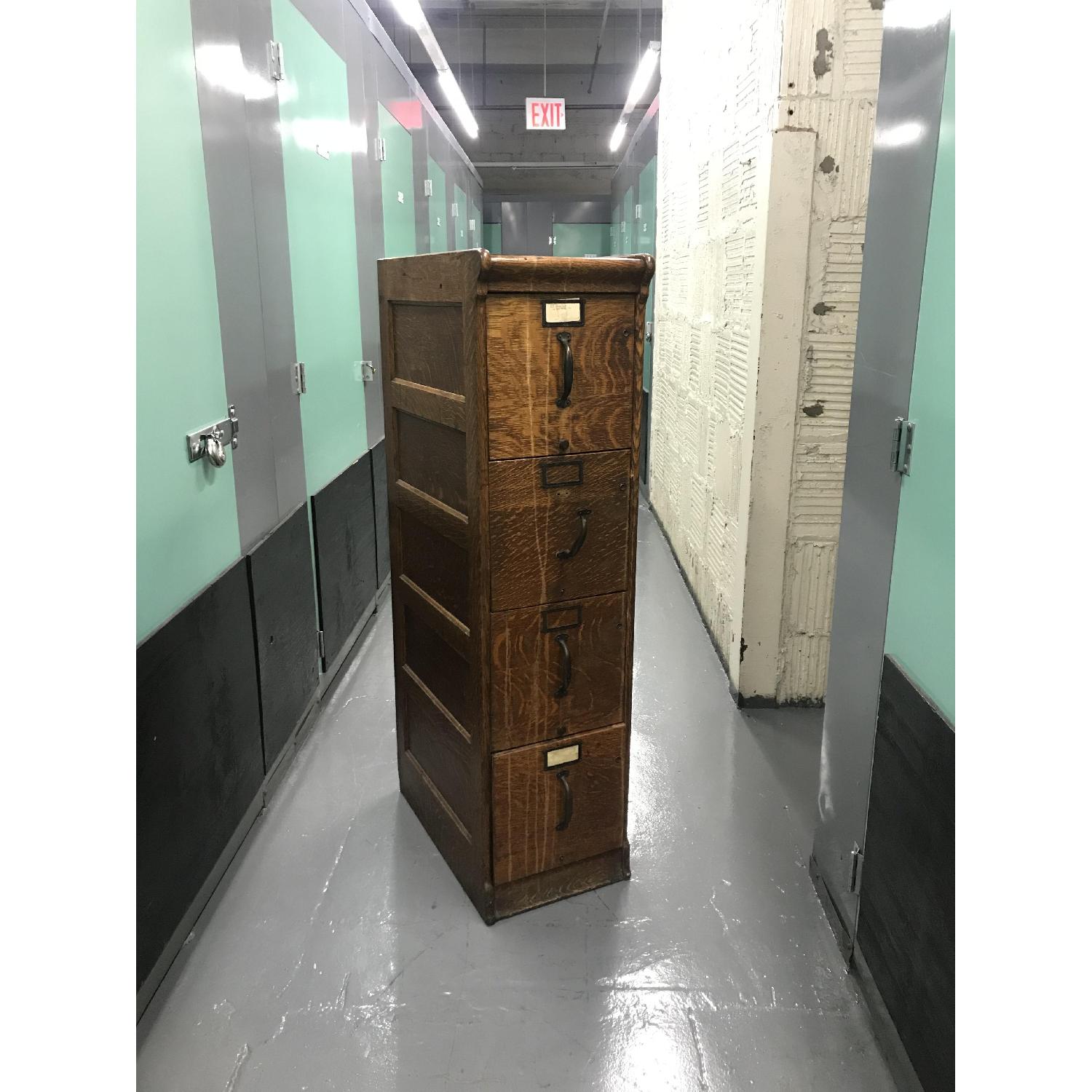 Antique Solid Wood Filing Cabinet - image-3
