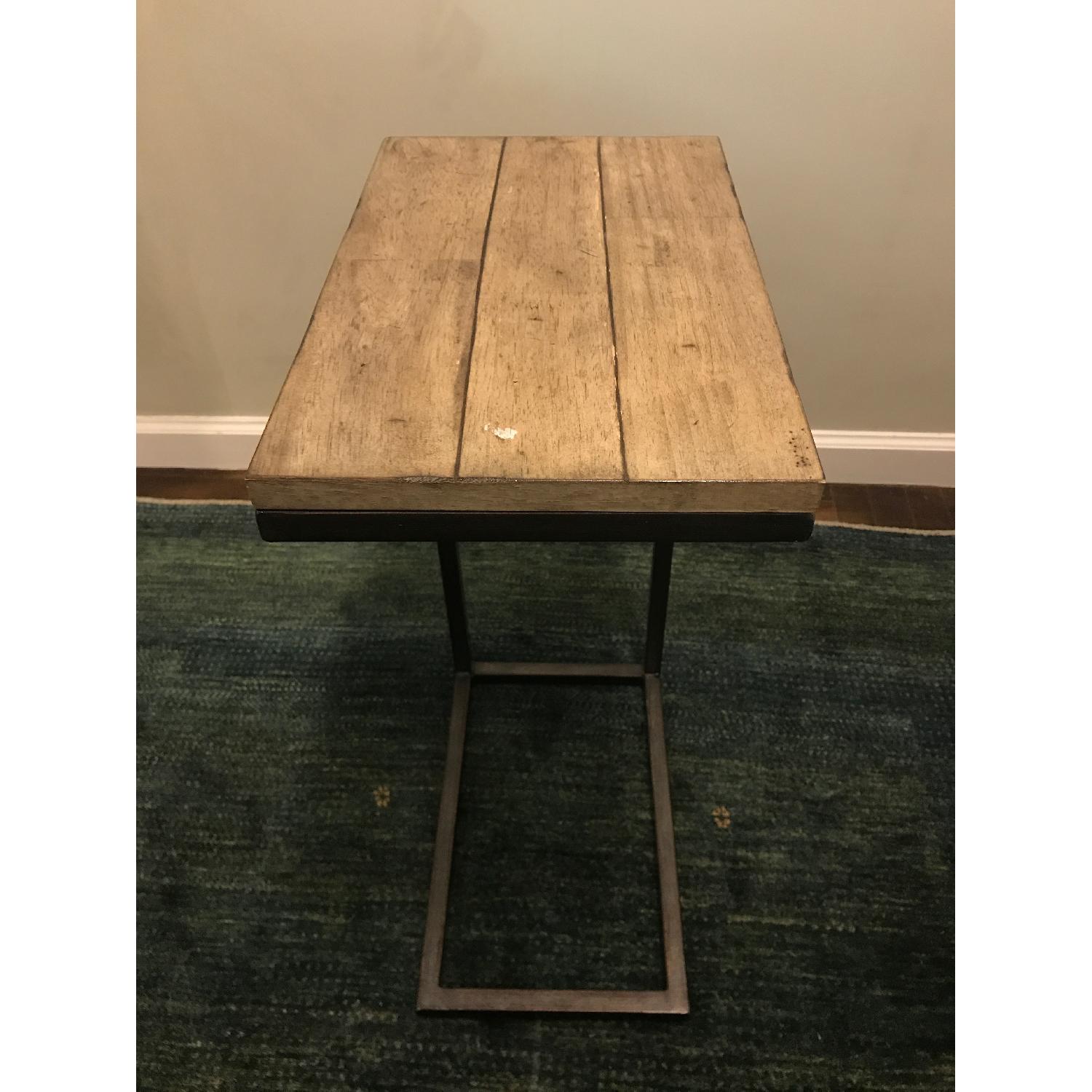 Industrial Rustic Wood & Steel C-Table - image-1