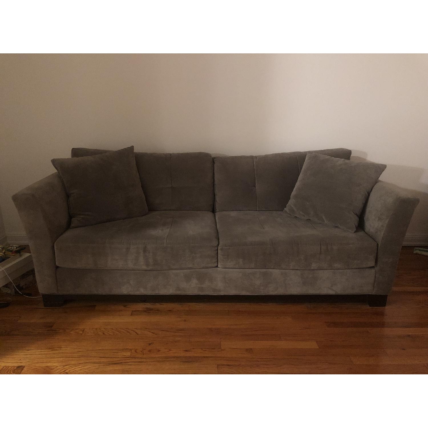 Macy's Elliot Microfiber Sofa w/ Reversible Cushions - image-2