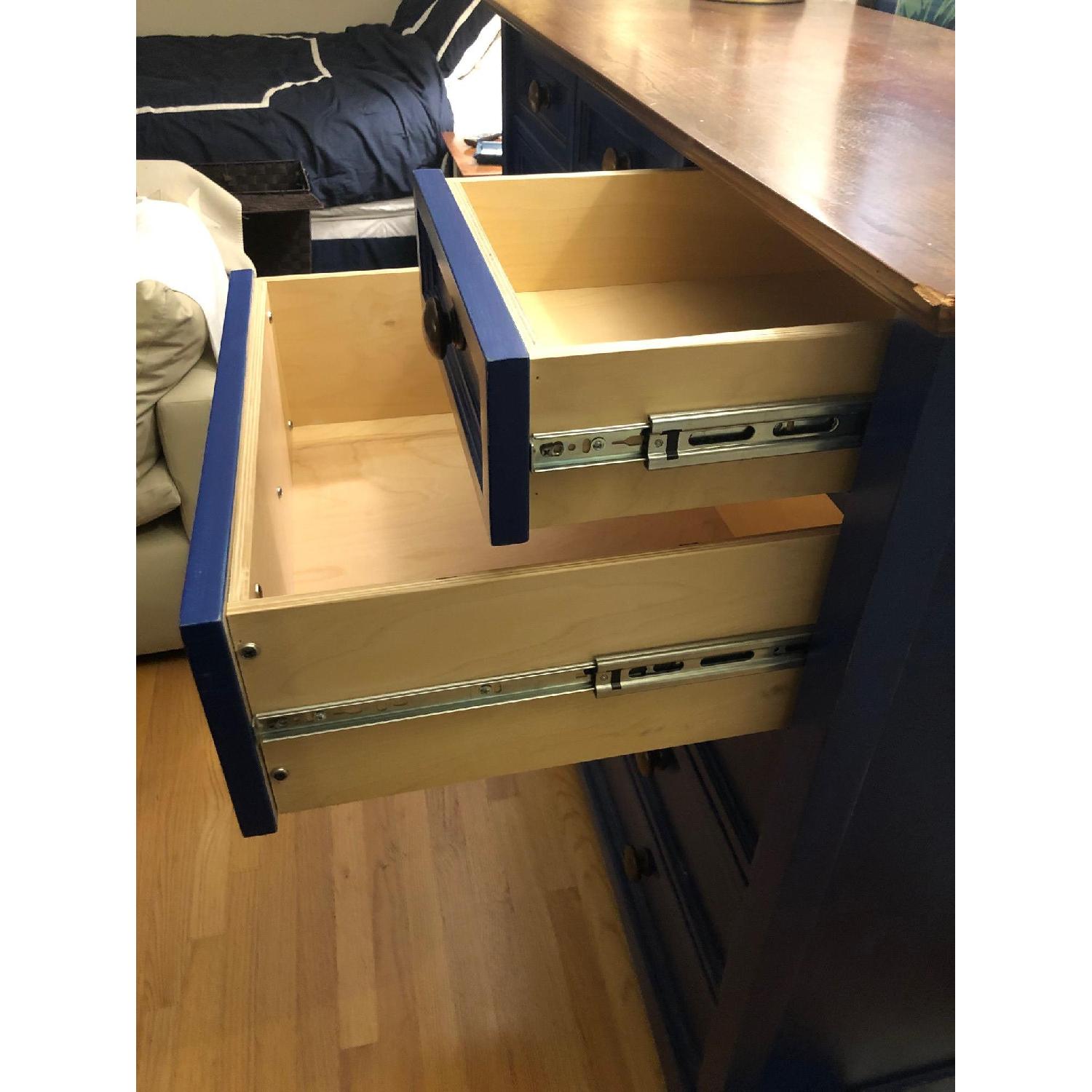 Custom Large Navy Blue Dark Wood Stained Dresser - image-4