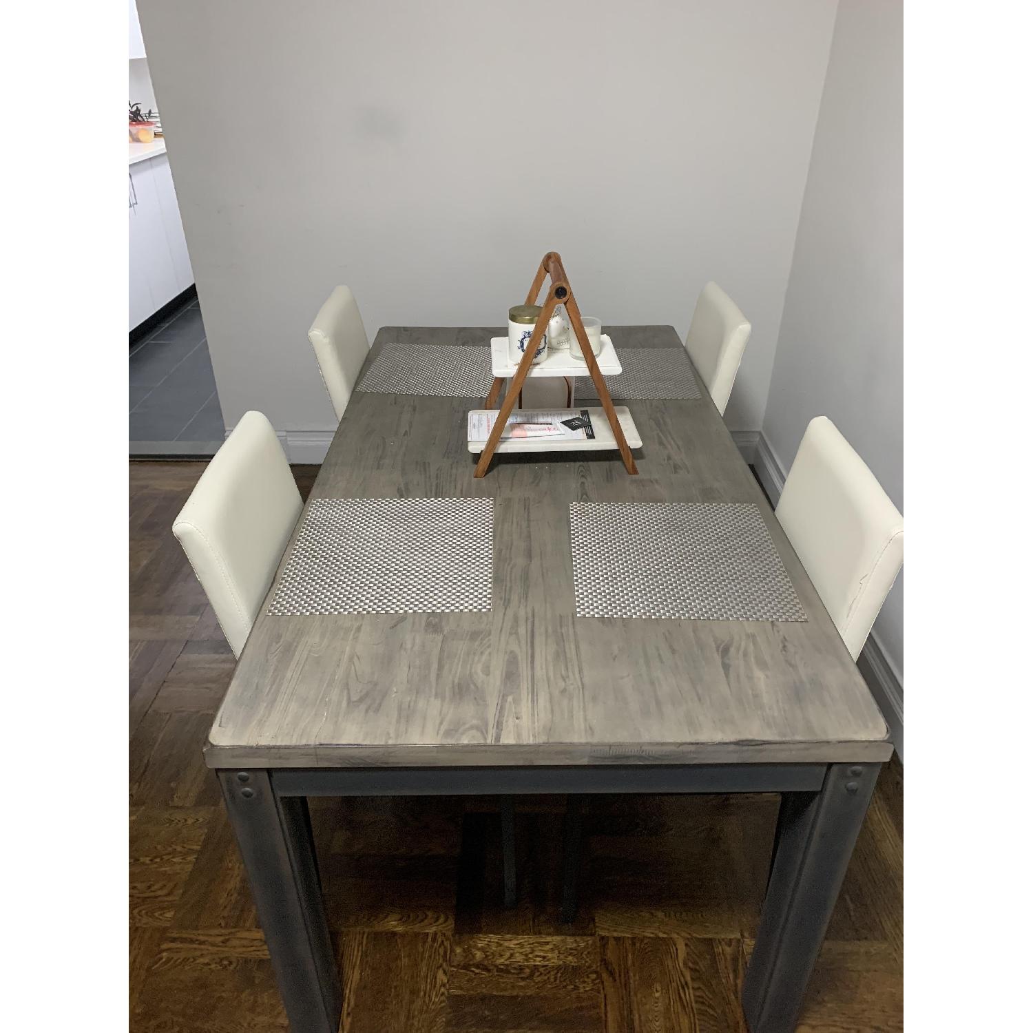 Rustic Dining Room Table w/ 4 Leather Chairs - image-3