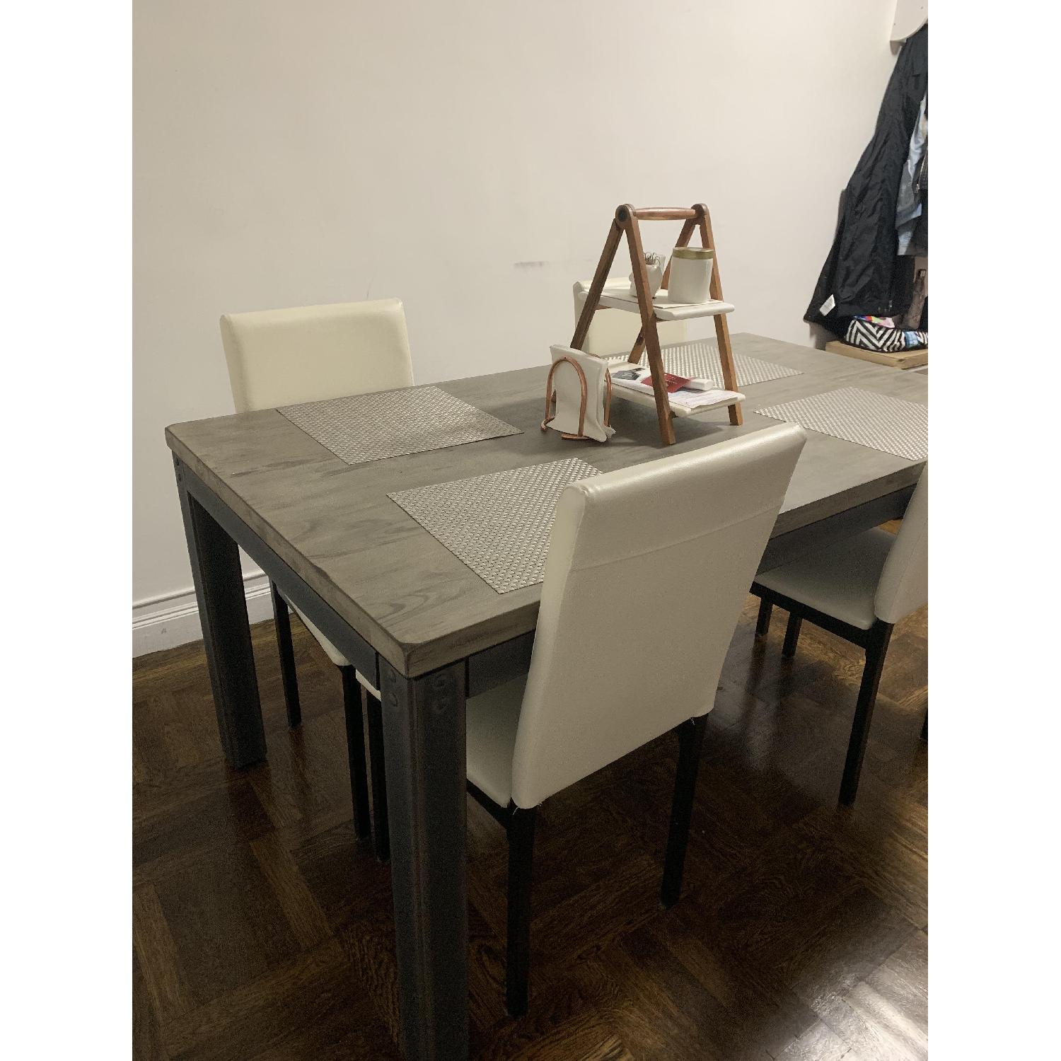 Rustic Dining Room Table w/ 4 Leather Chairs - image-6