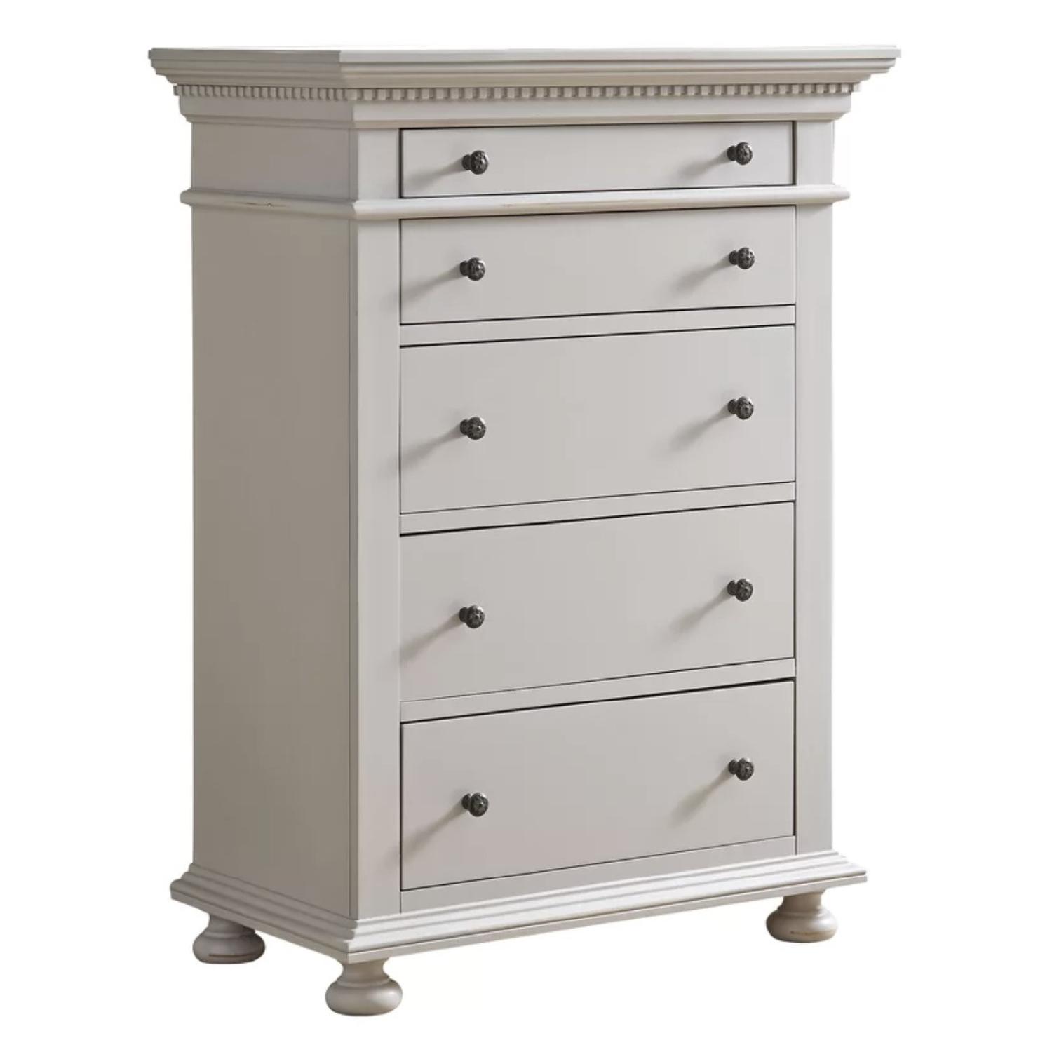 Dobson Light Grey 5 Drawer Dresser - AptDeco