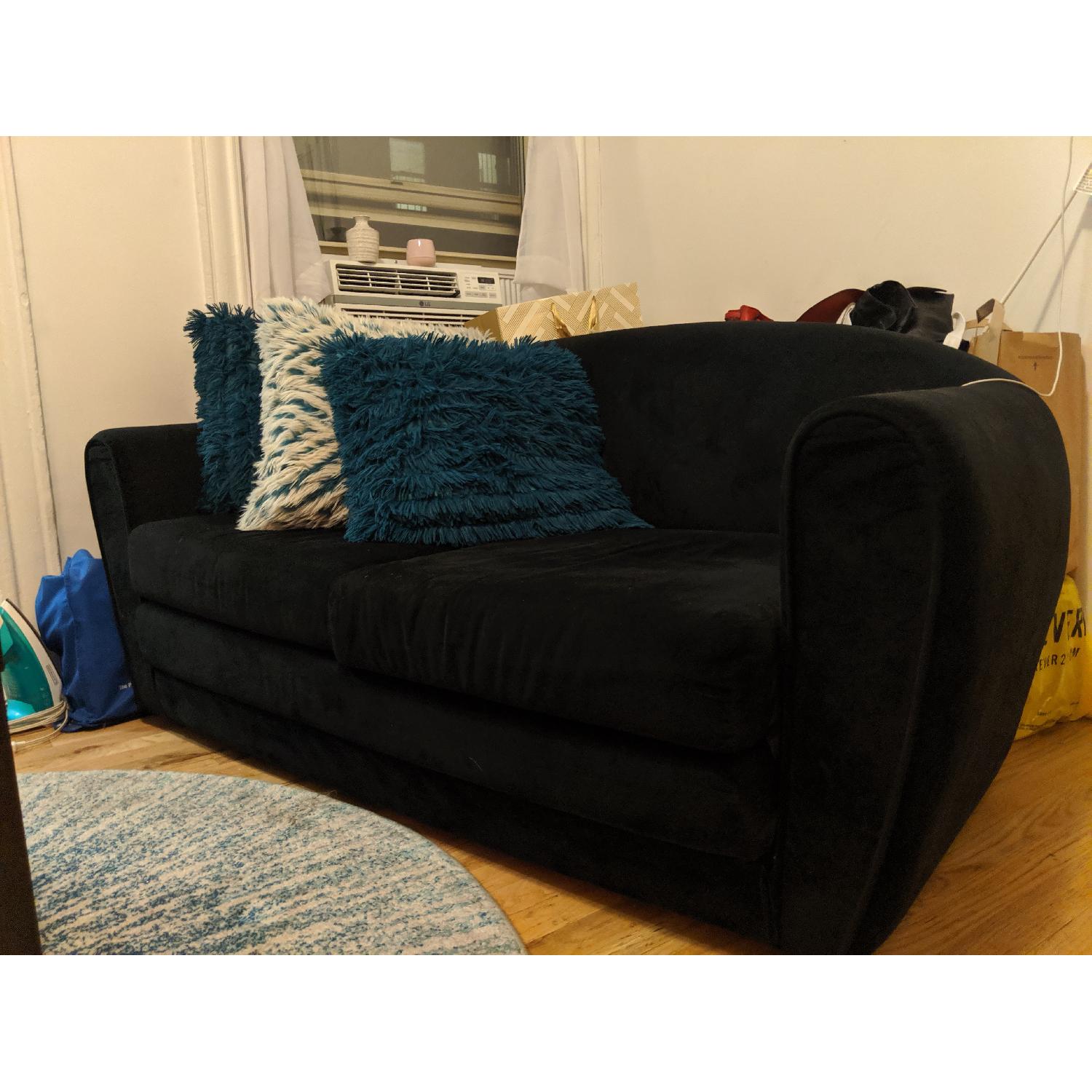 Black Suede Sleeper Sofa - image-1