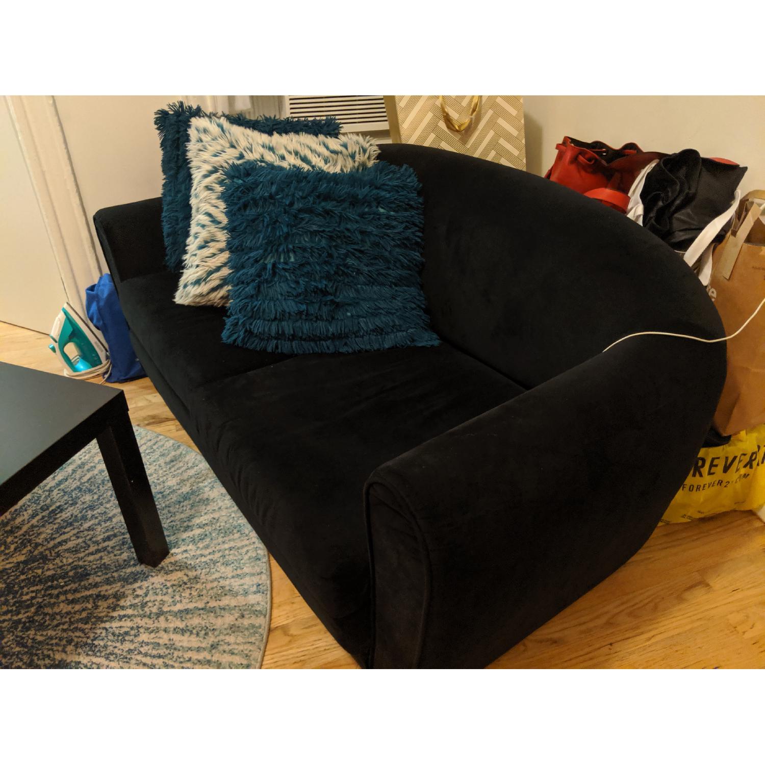 Black Suede Sleeper Sofa - image-2