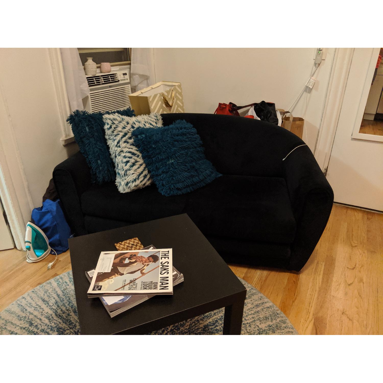 Black Suede Sleeper Sofa - image-3