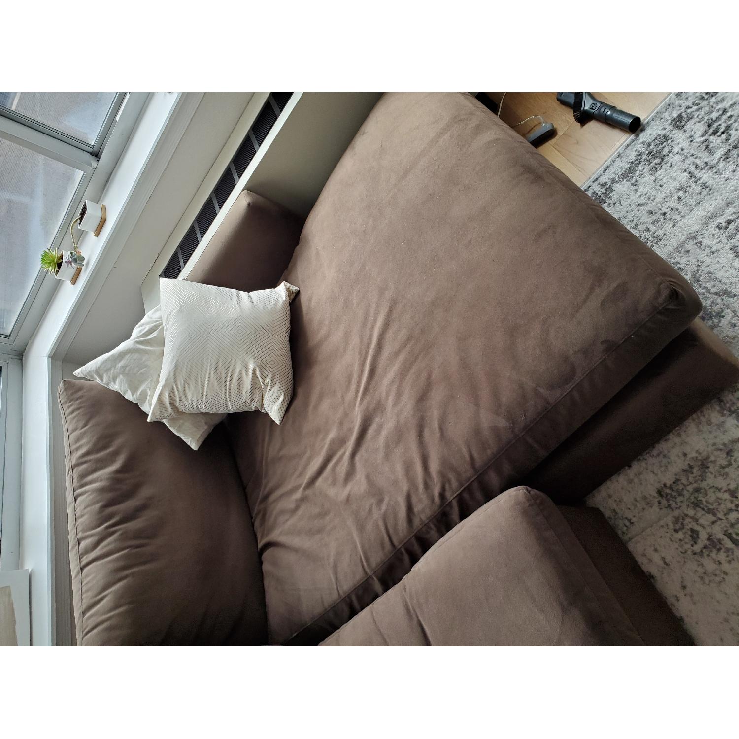 Crate & Barrel Brown Suede Sectional Sofa - image-3