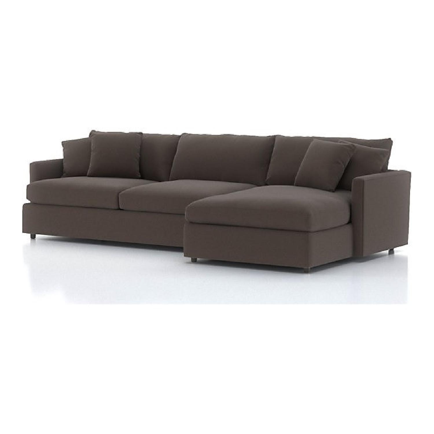 Crate & Barrel Brown Suede Sectional Sofa - image-0