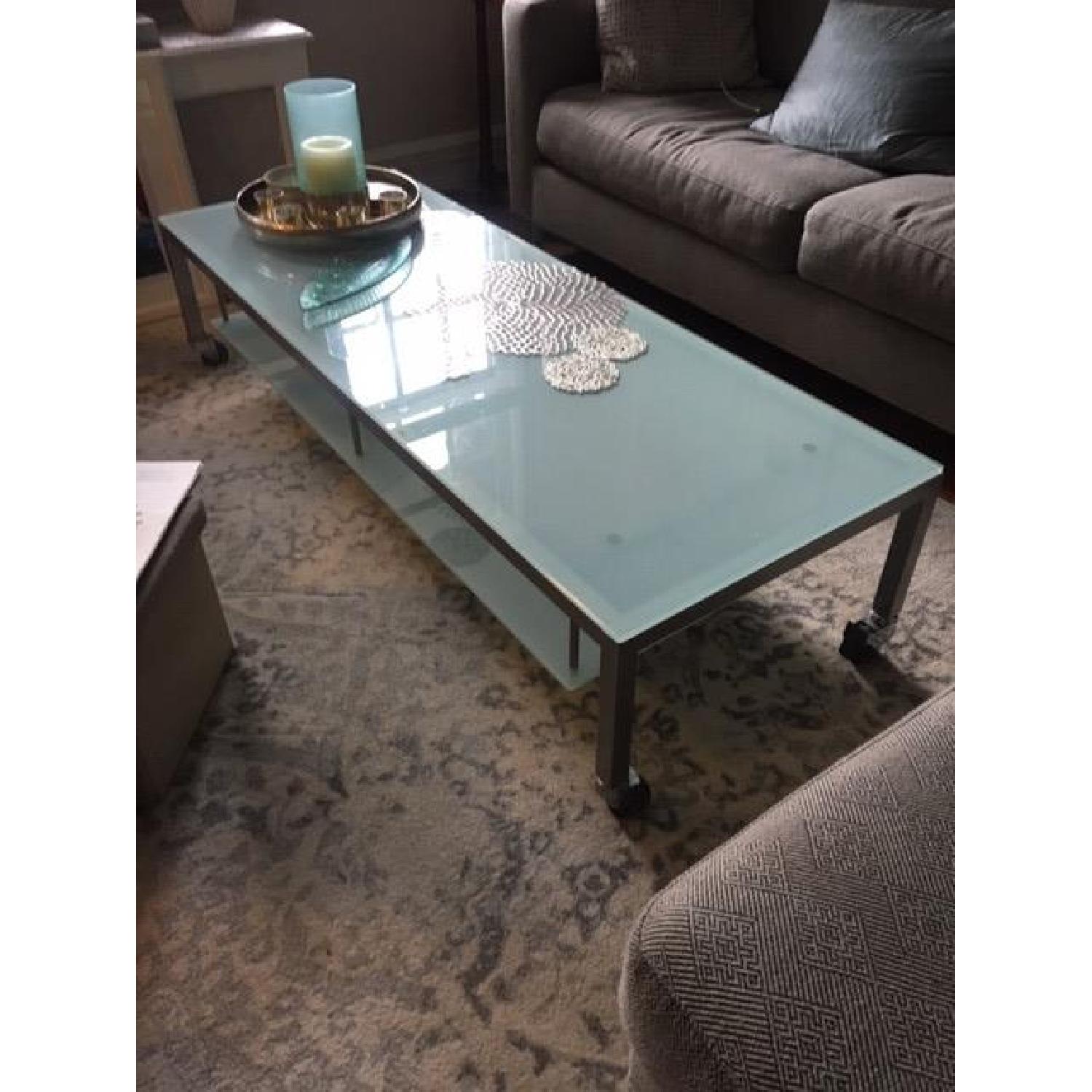 Calligaris Italian Etched Glass Coffee Table - image-1