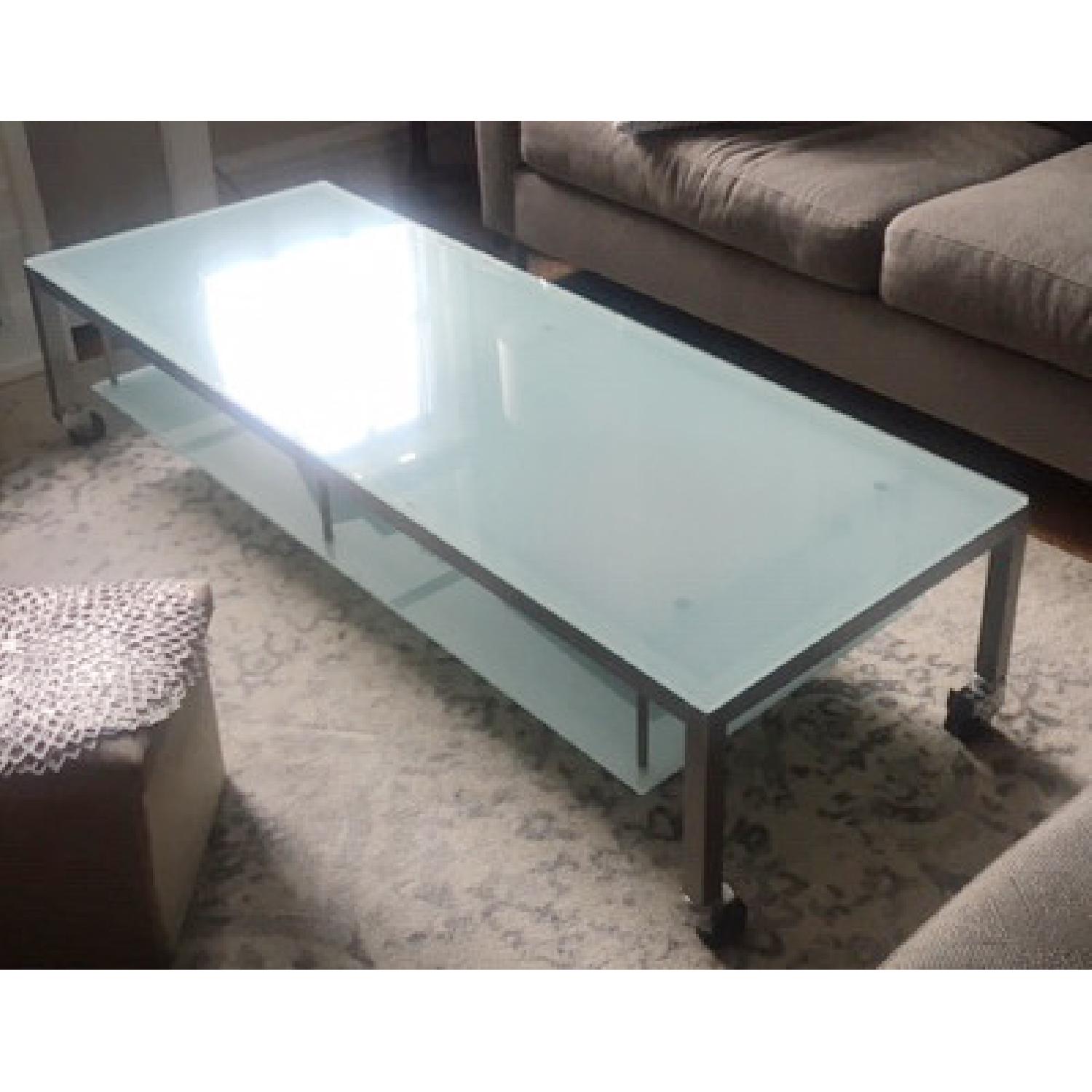 Calligaris Italian Etched Glass Coffee Table - image-2