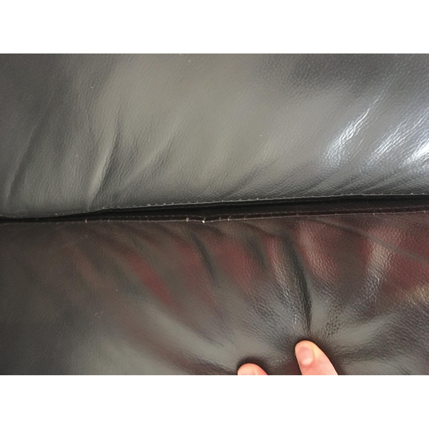 Classic Mid-Century Modern Black Leather Sofa - image-3