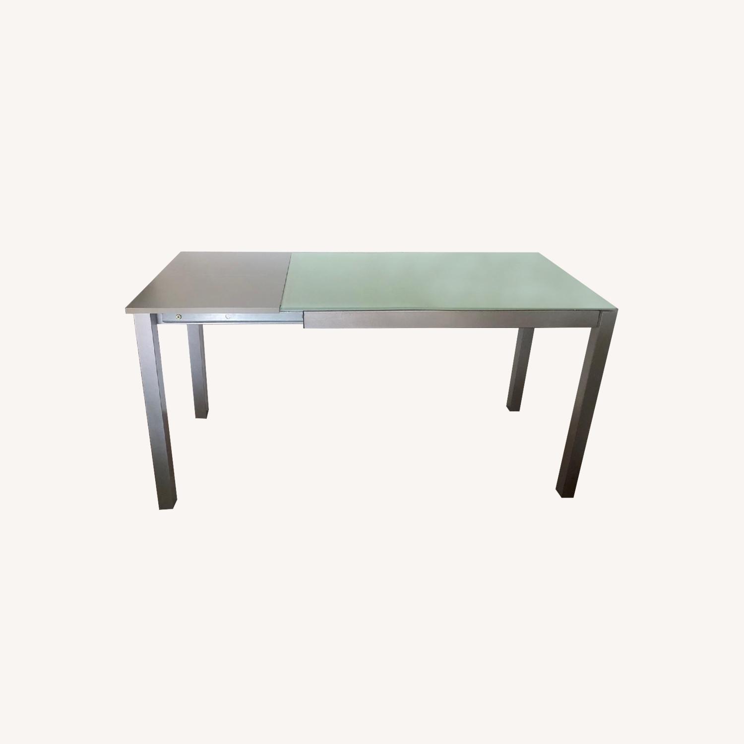 Glass & Metal Extendable Dining Table - AptDeco