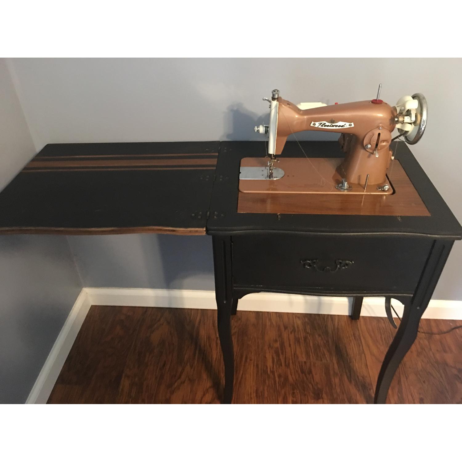 Vintage Sewing Machine Cabinet End Table - image-1