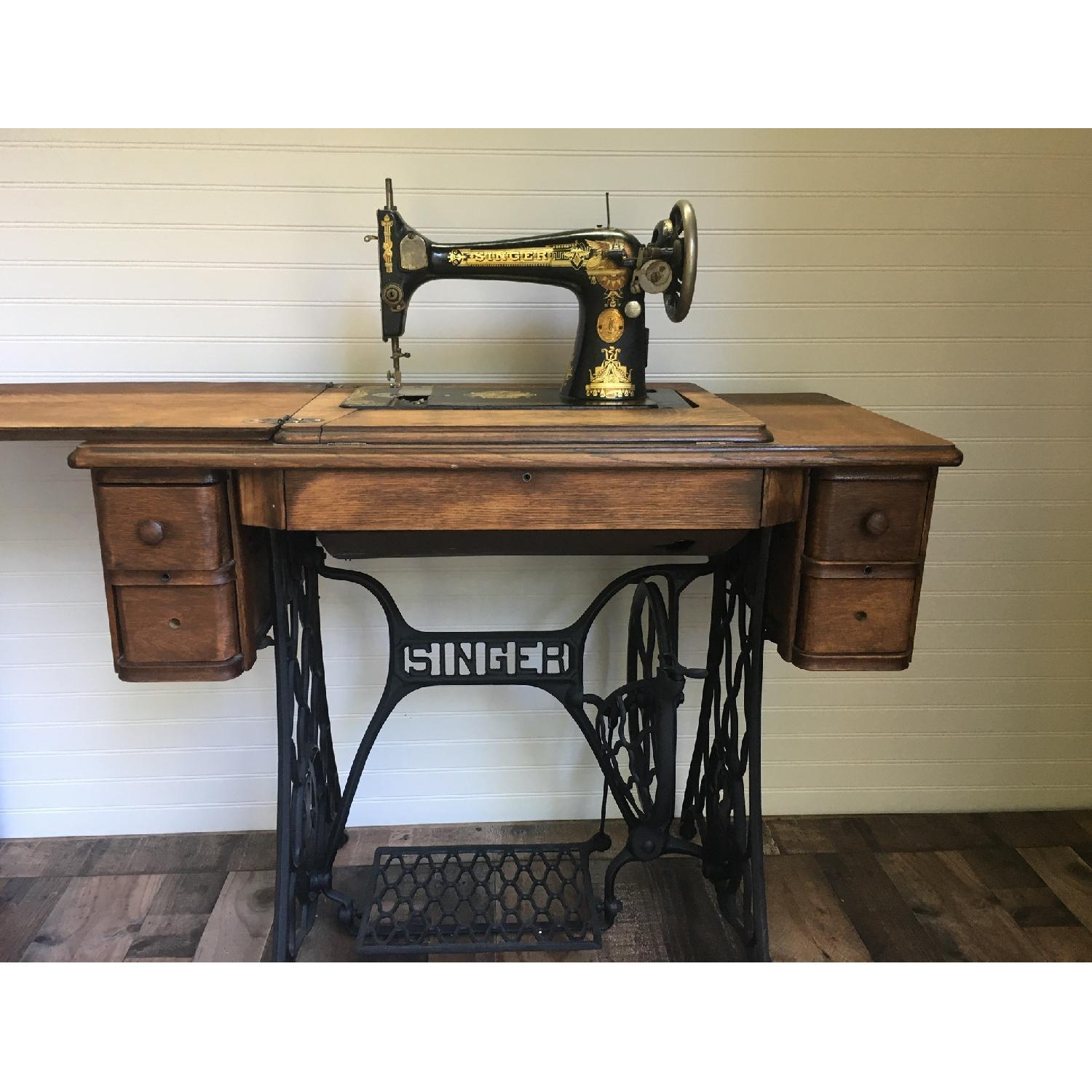 Antique Singer Treadle Side Table - image-1