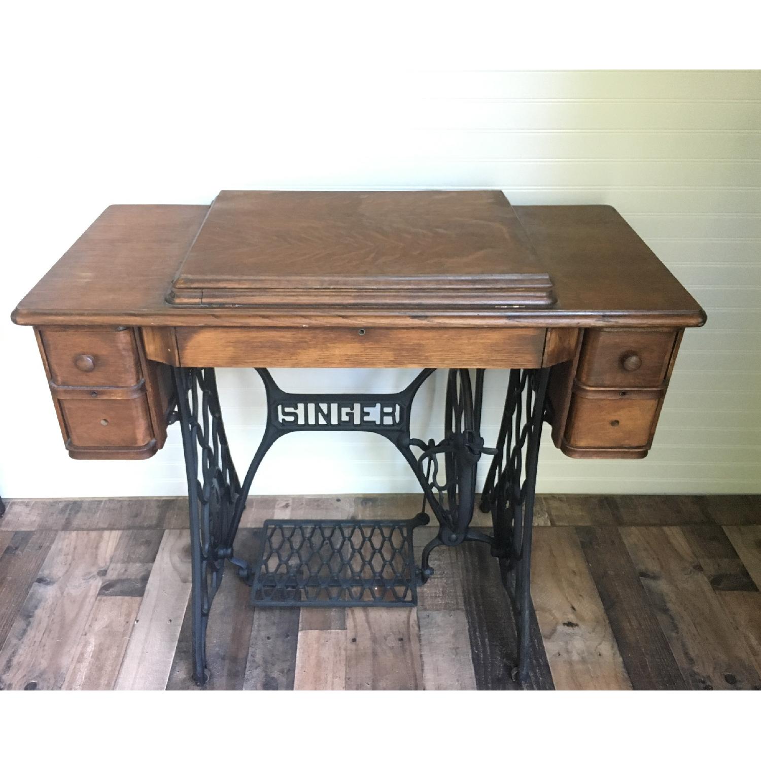 Antique Singer Treadle Side Table - image-3