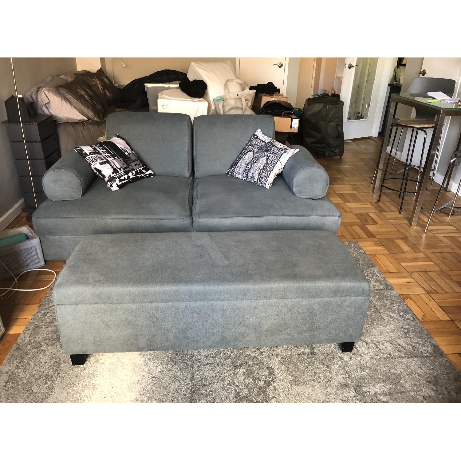 Shermag Normand Sofa w/ Removable Back & Storage Ottoman - image-1