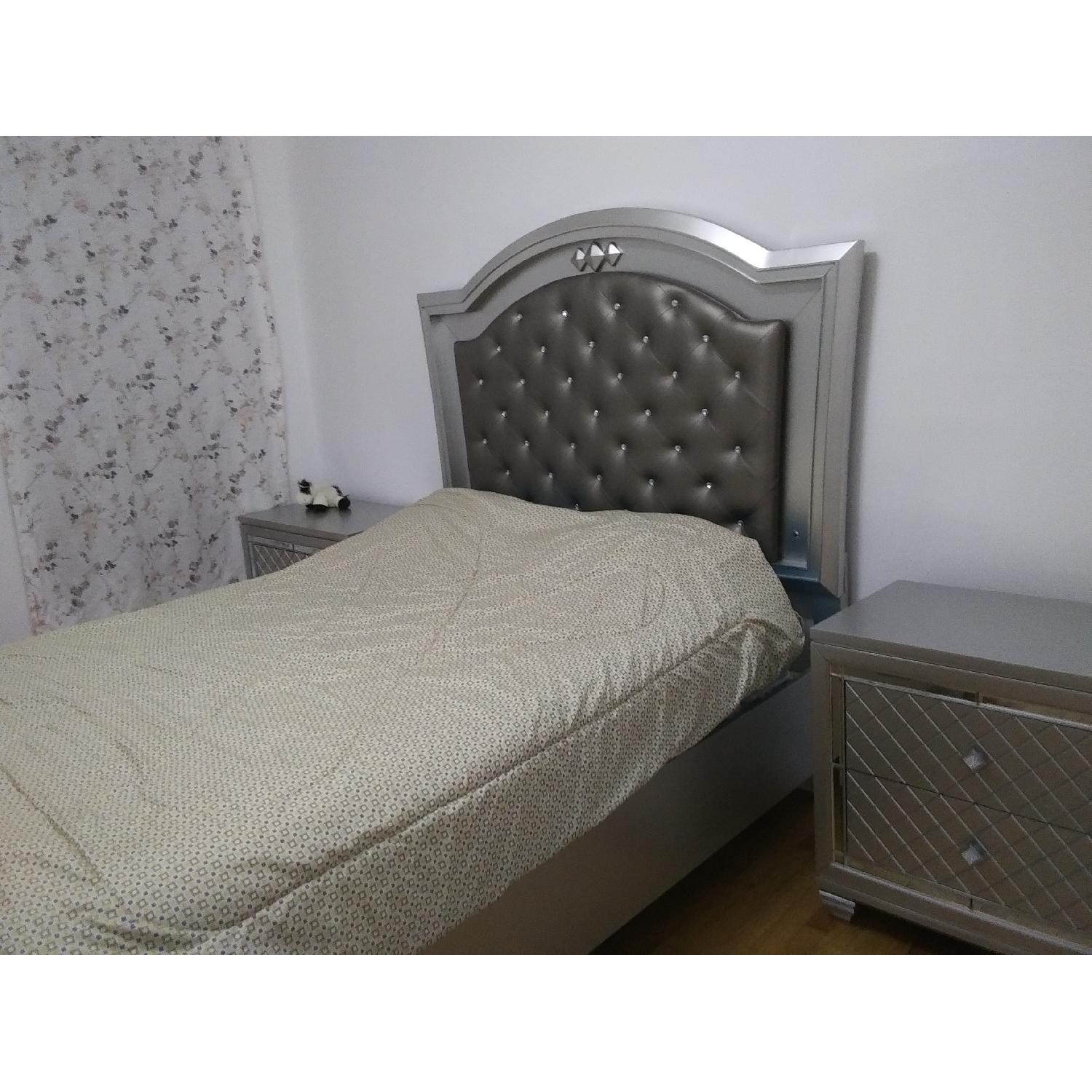 Silver 2-Drawer Nightstand - image-1