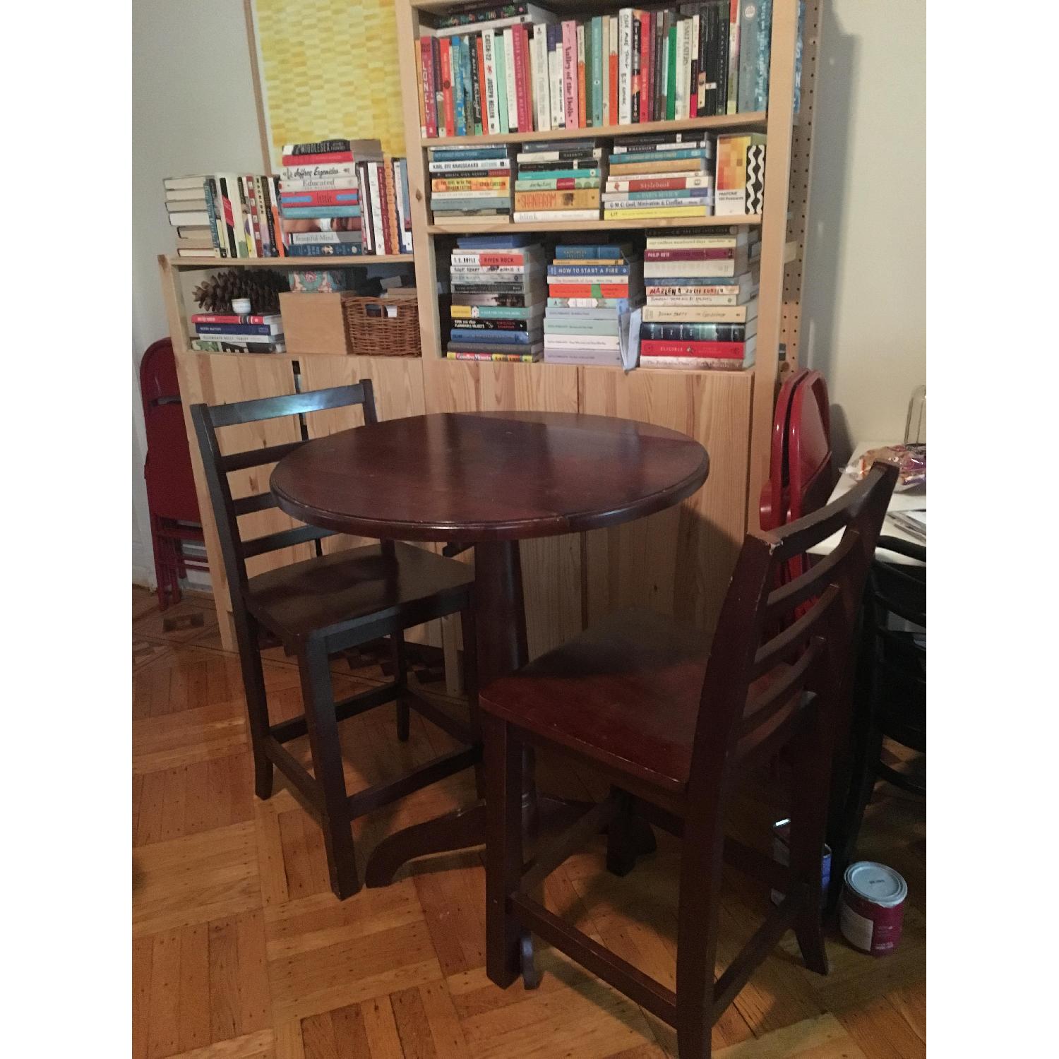 Wood Pub Table w/ 2 Chairs - image-1
