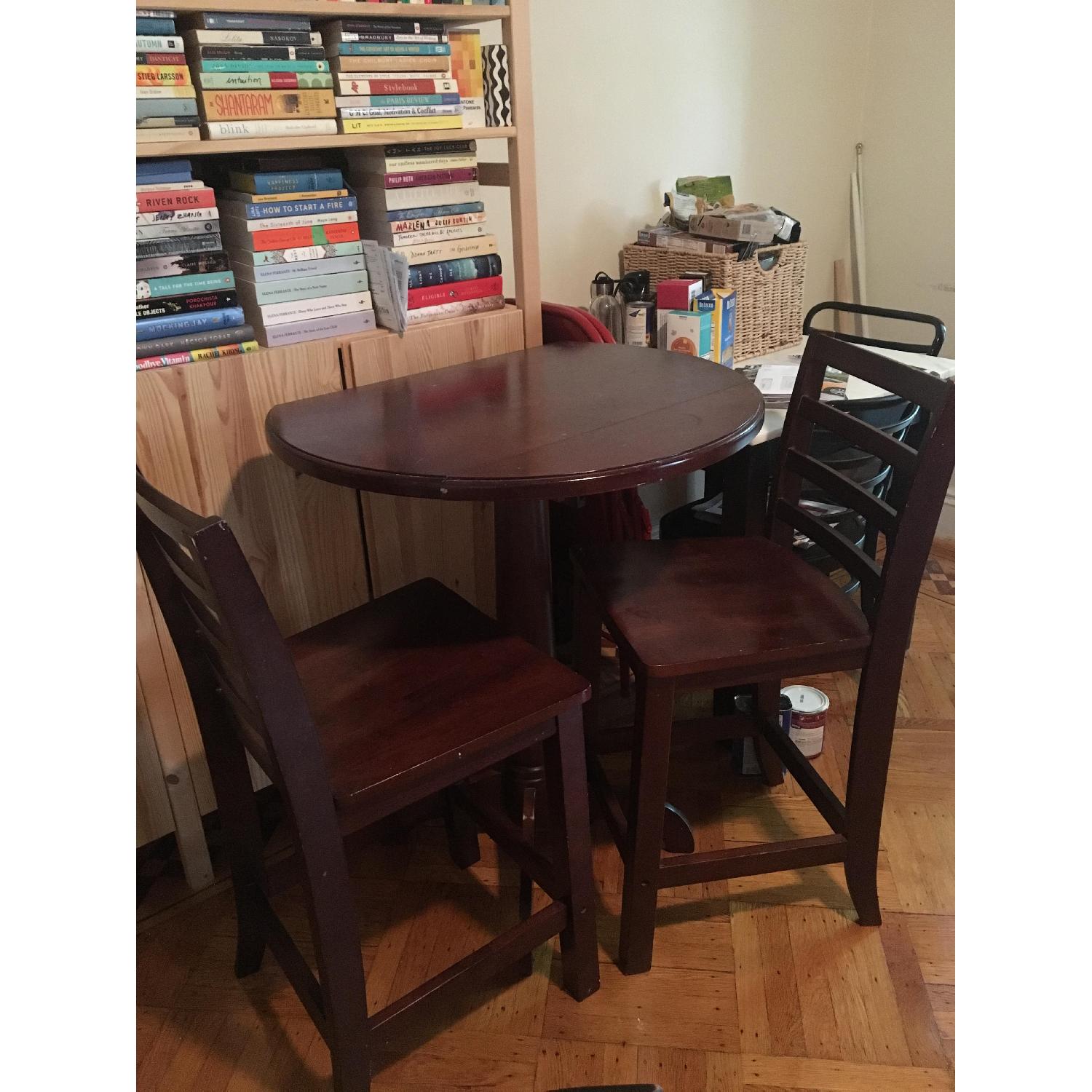 Wood Pub Table w/ 2 Chairs - image-2