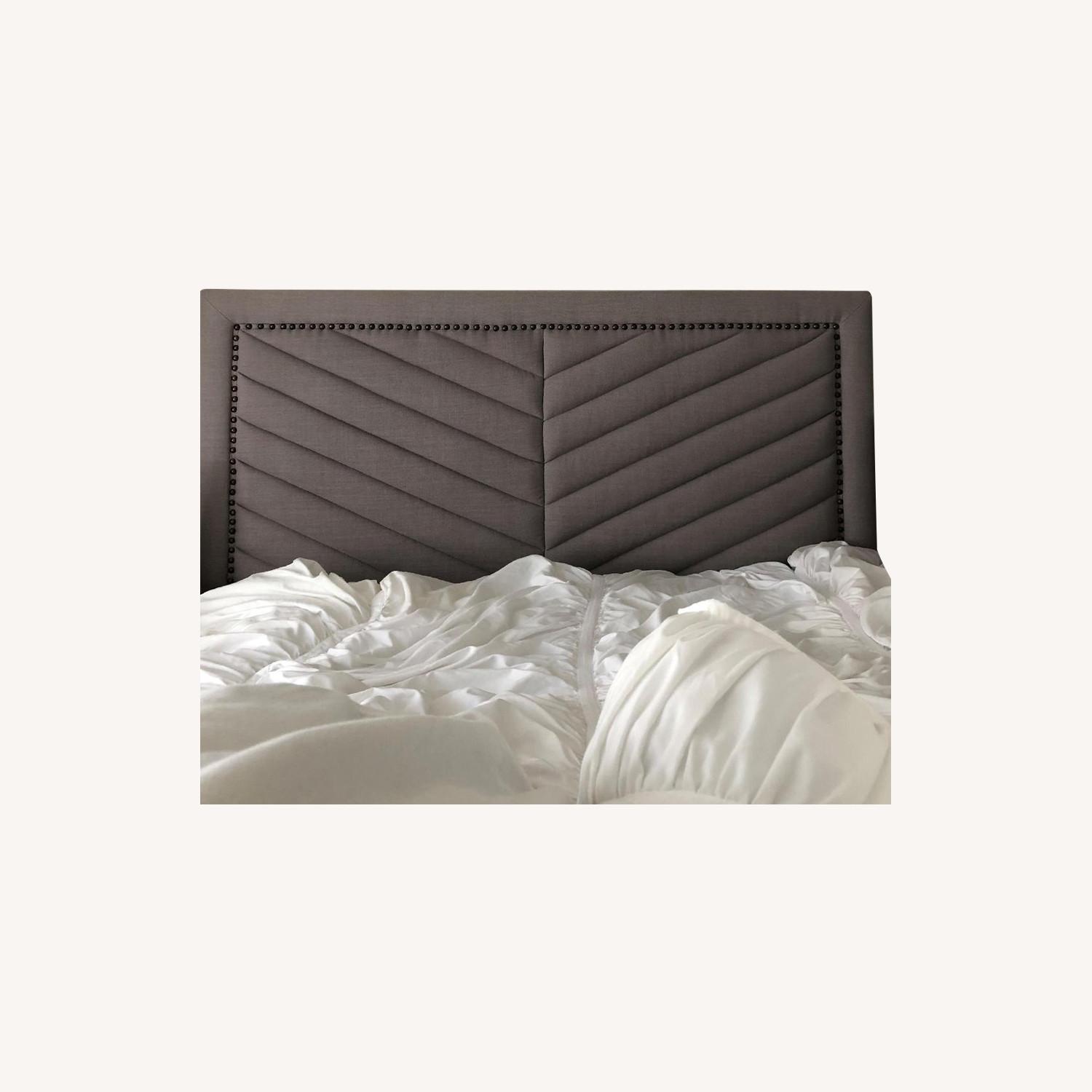 Pier 1 Skyla Grey Upholstered Studded Headboard AptDeco