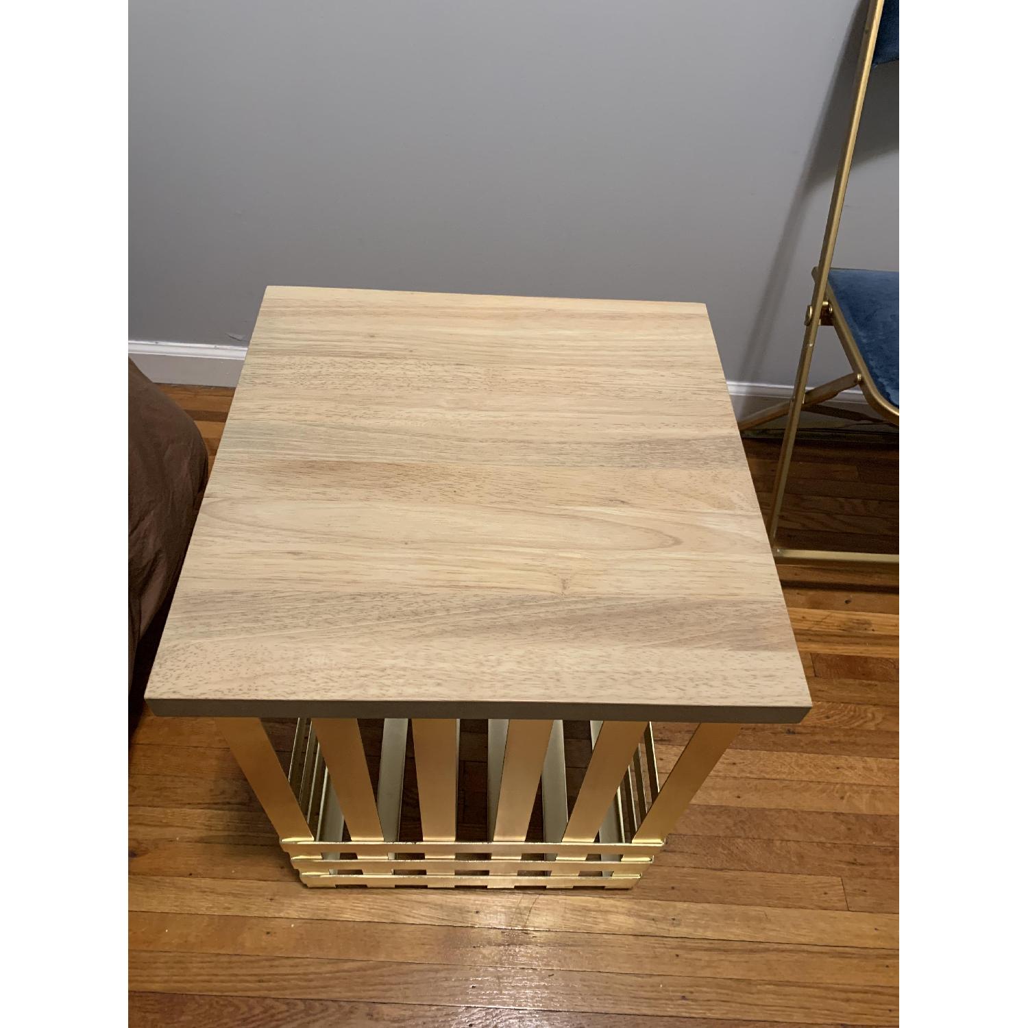 Wood & Gold Side Table - image-1