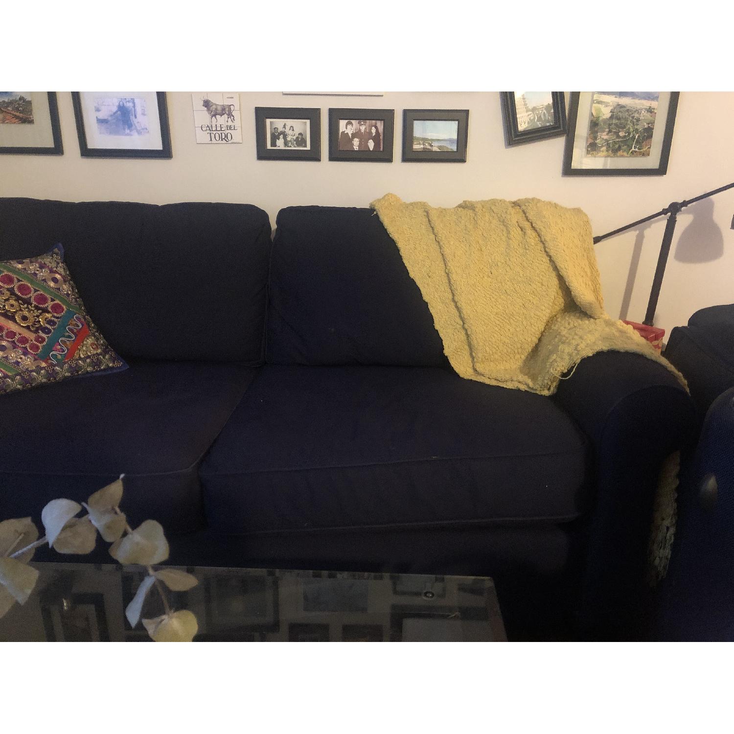 Pottery Barn Blue Fabric Sofa - image-2